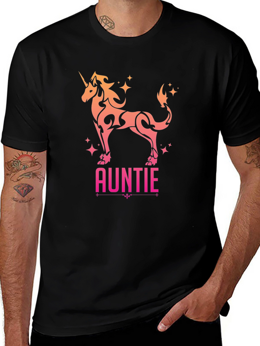 Auntie Unicorn Graphic Tee - Black Cotton T-Shirt