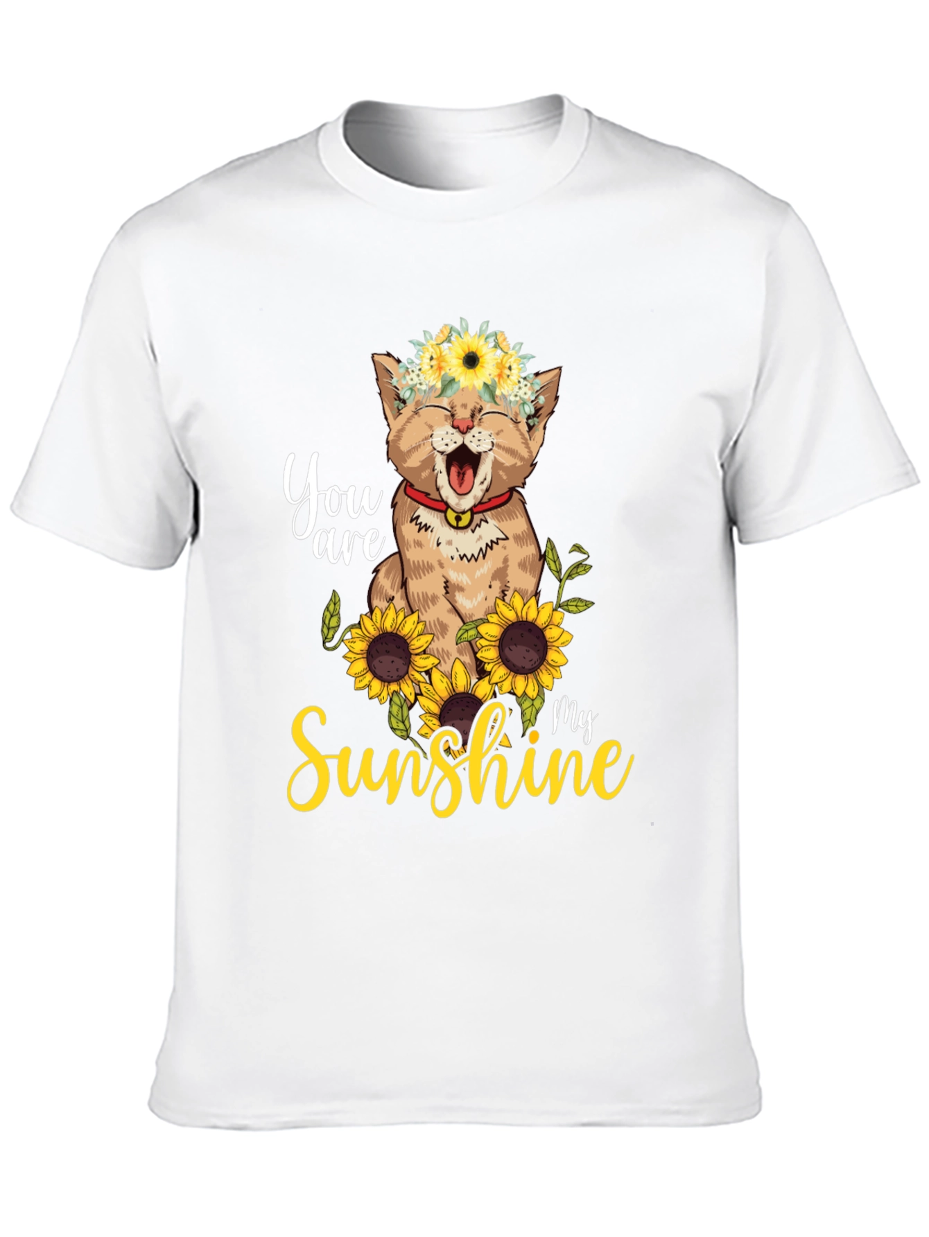 Cat Sunflower T-Shirt - You Are My Sunshine