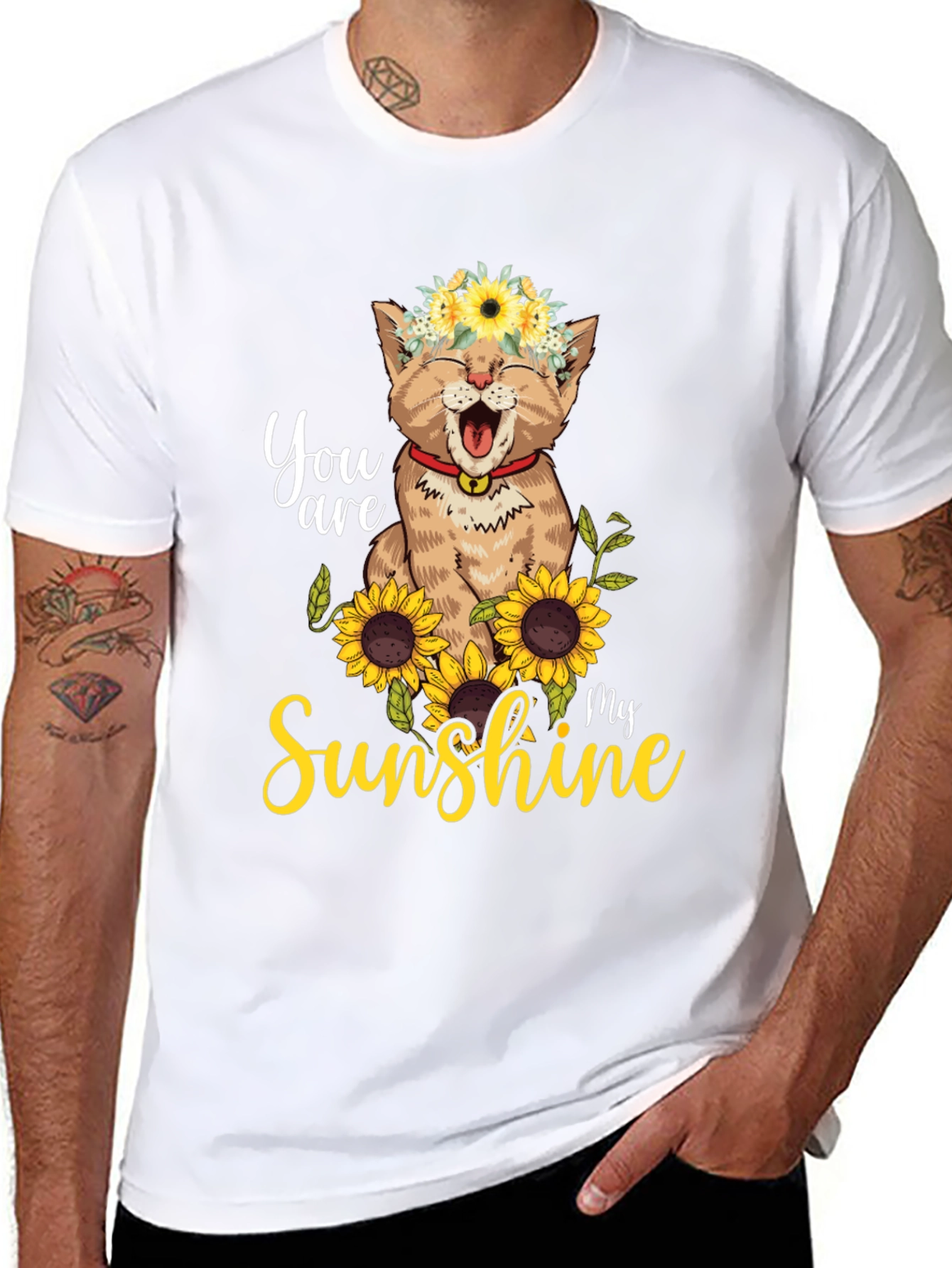 Cat Sunflower T-Shirt - You Are My Sunshine