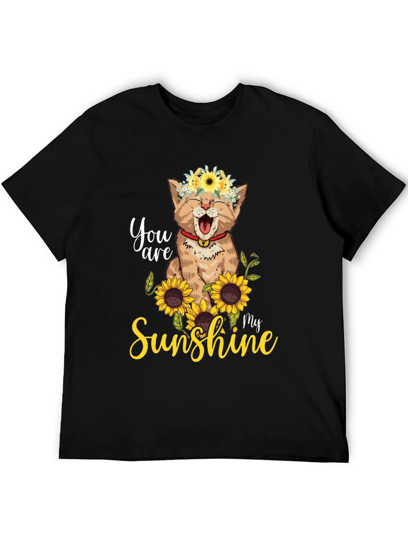 Cat Sunflower T-Shirt - You Are My Sunshine
