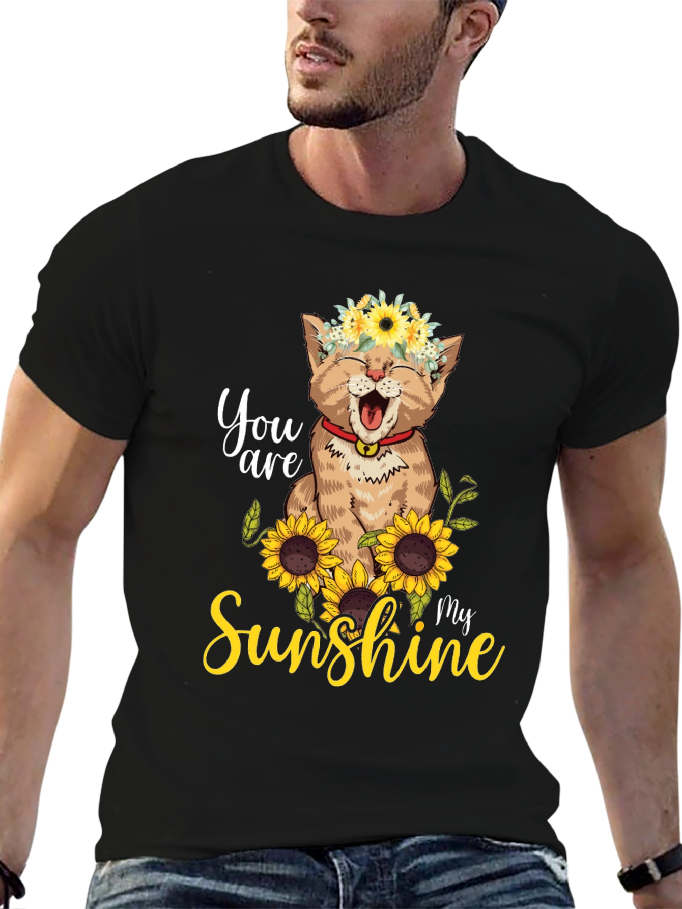 Cat Sunflower T-Shirt - You Are My Sunshine