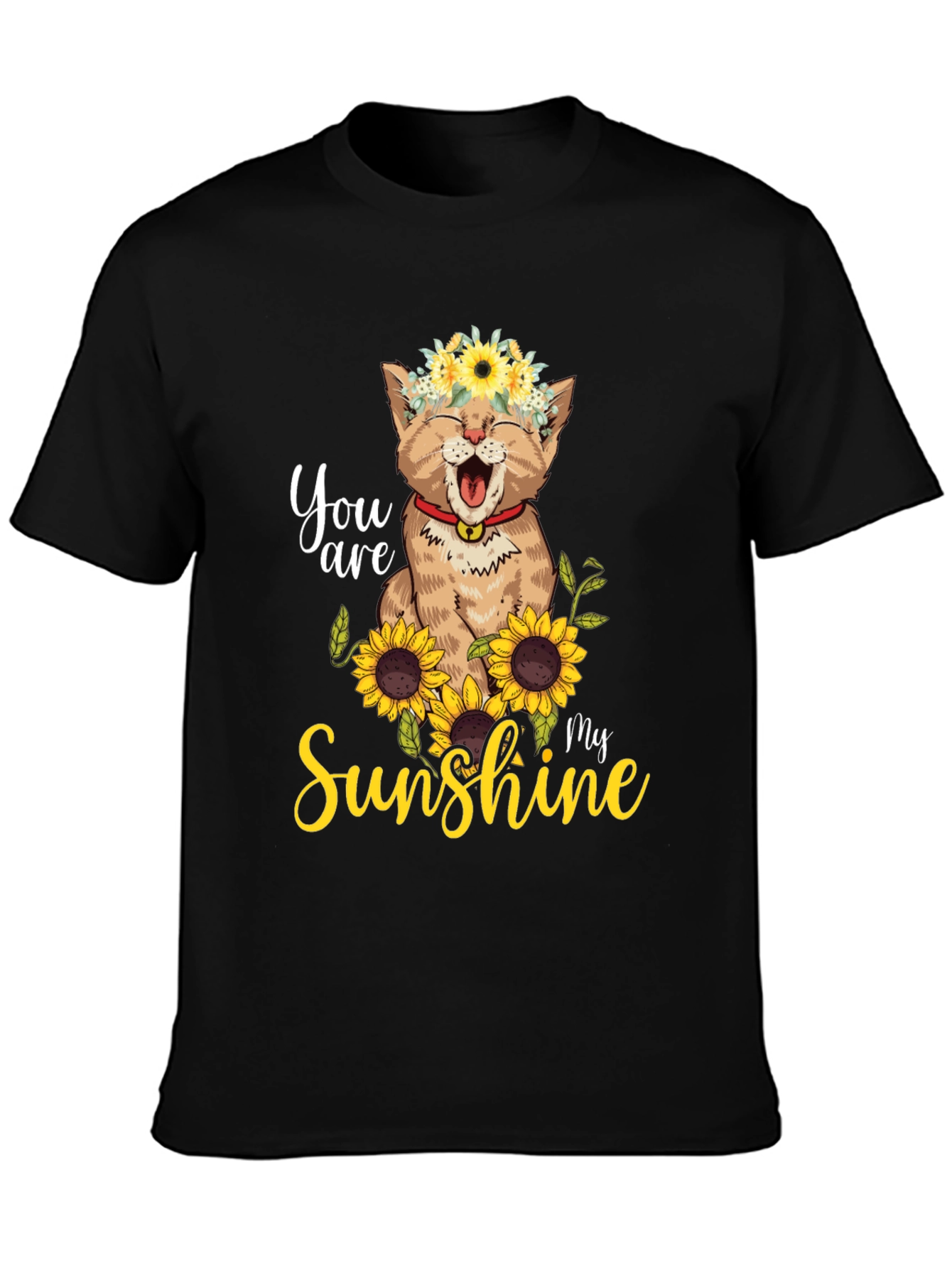 Cat Sunflower T-Shirt - You Are My Sunshine
