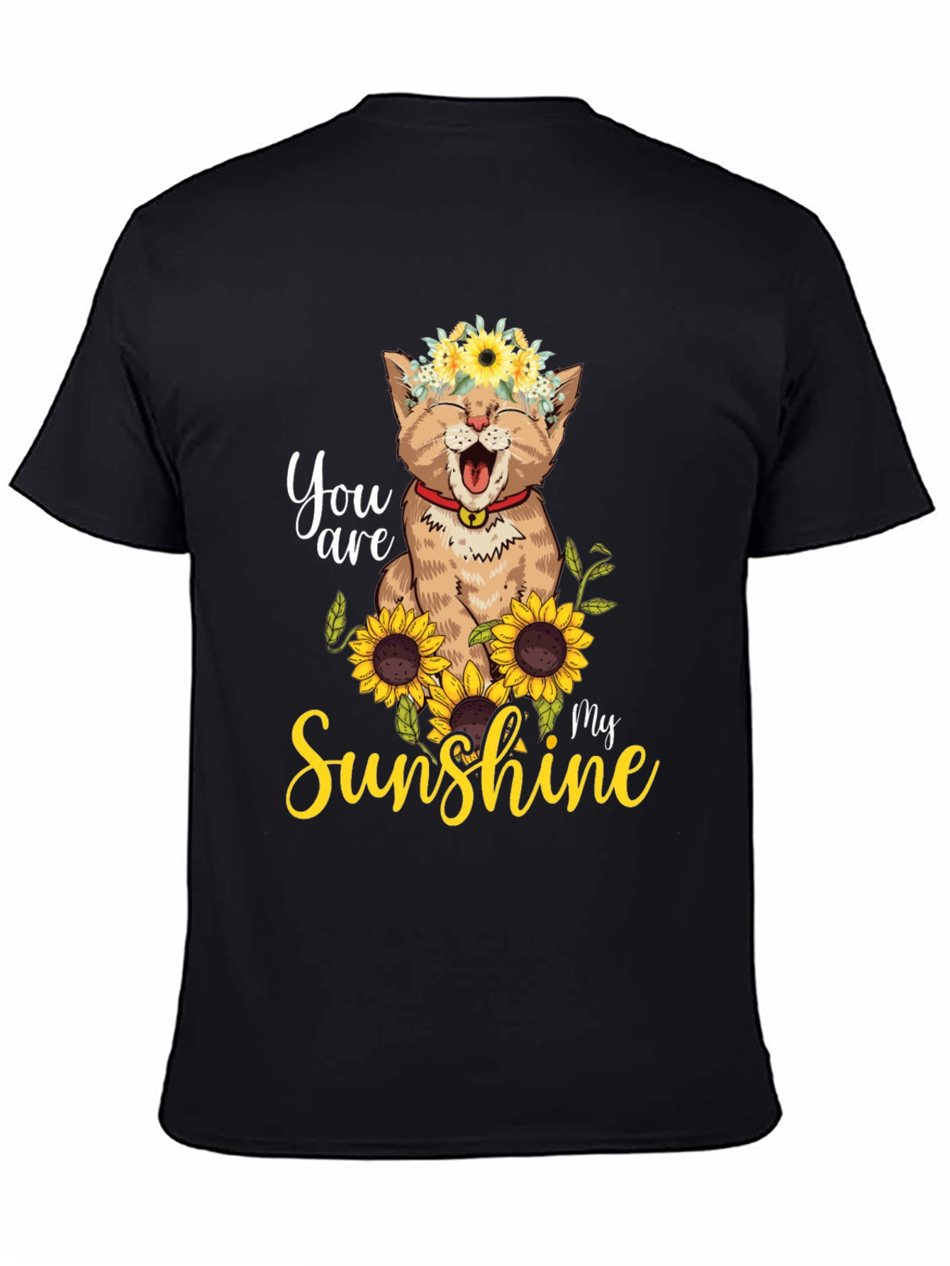 Cat Sunflower T-Shirt - You Are My Sunshine