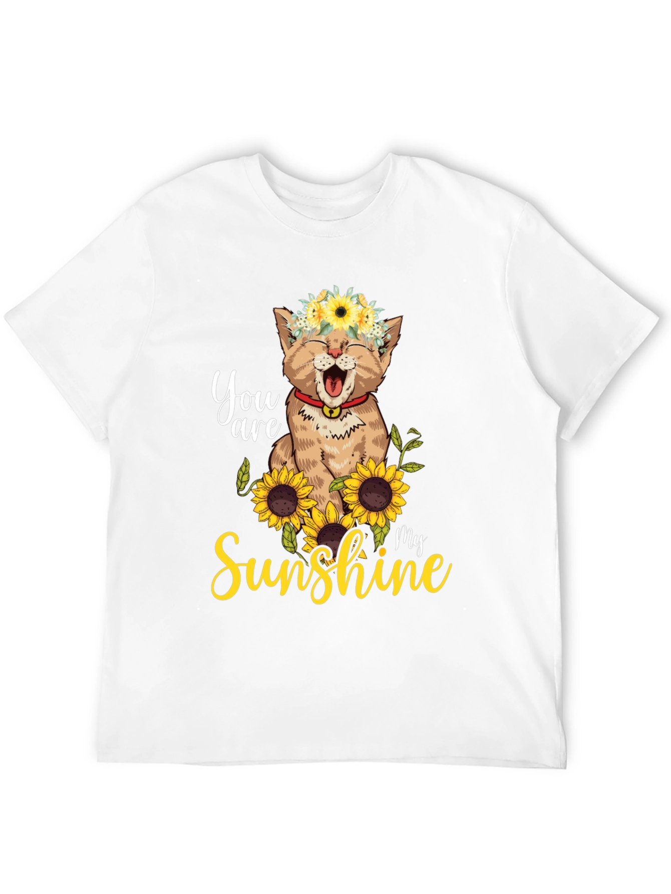 Cat Sunflower T-Shirt - You Are My Sunshine