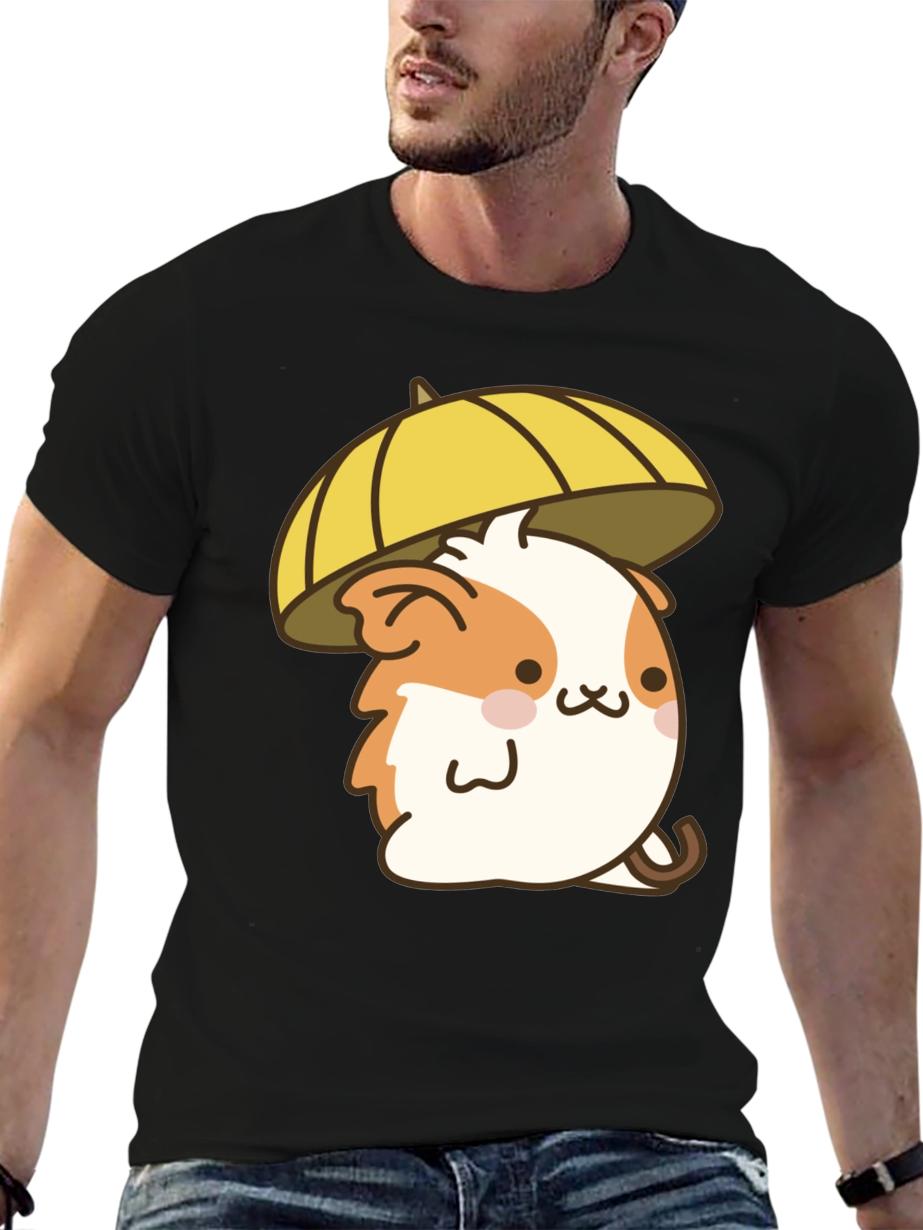 Cute Hamster Umbrella Black T-Shirt