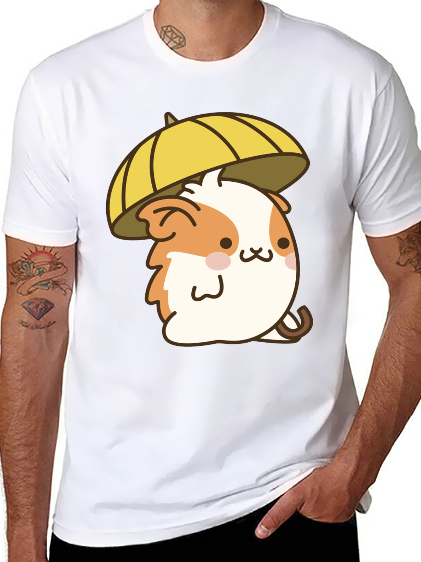 Cute Hamster Umbrella Black T-Shirt