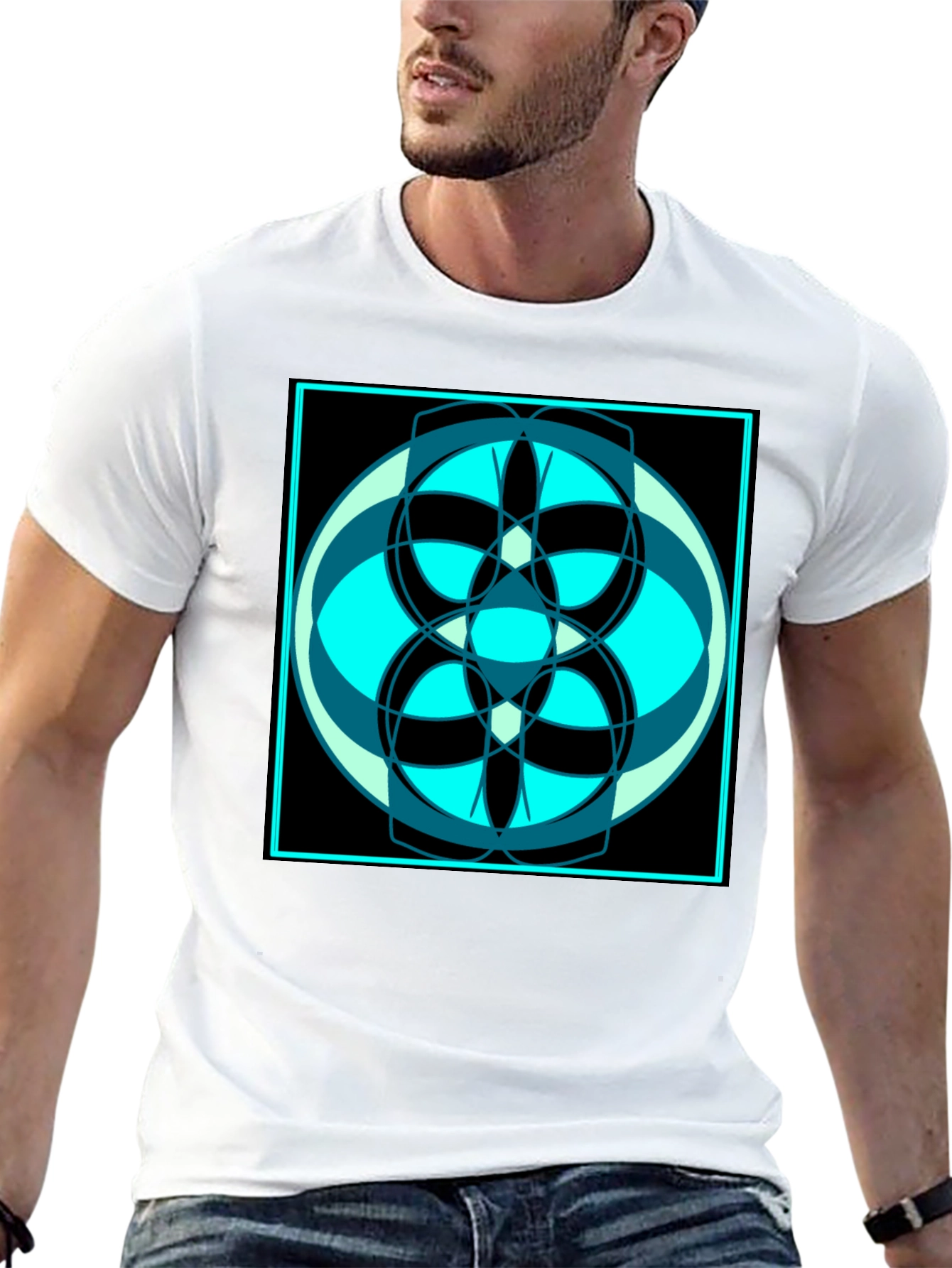 Abstract Geometric Design Black T-Shirt