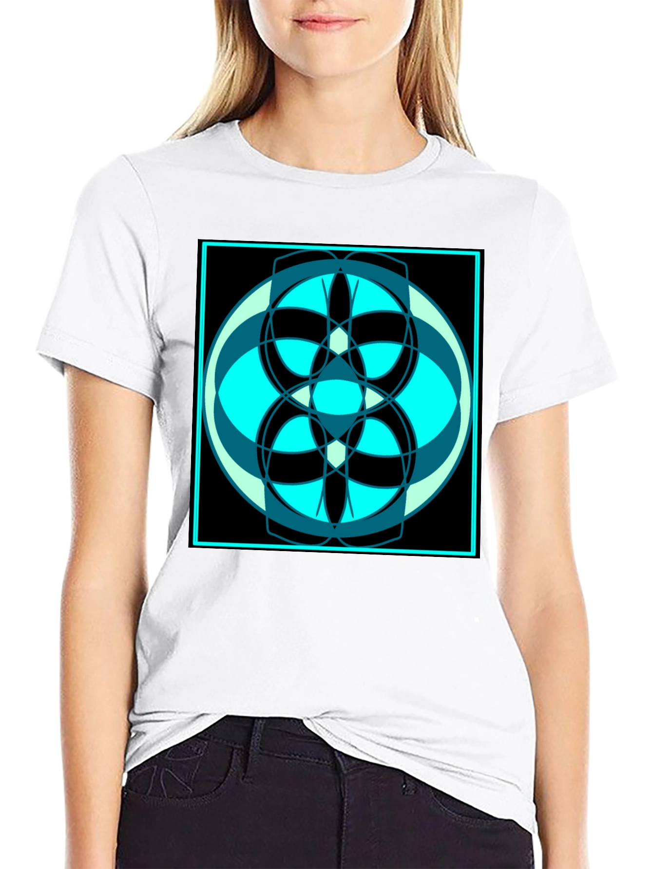 Abstract Geometric Design Black T-Shirt
