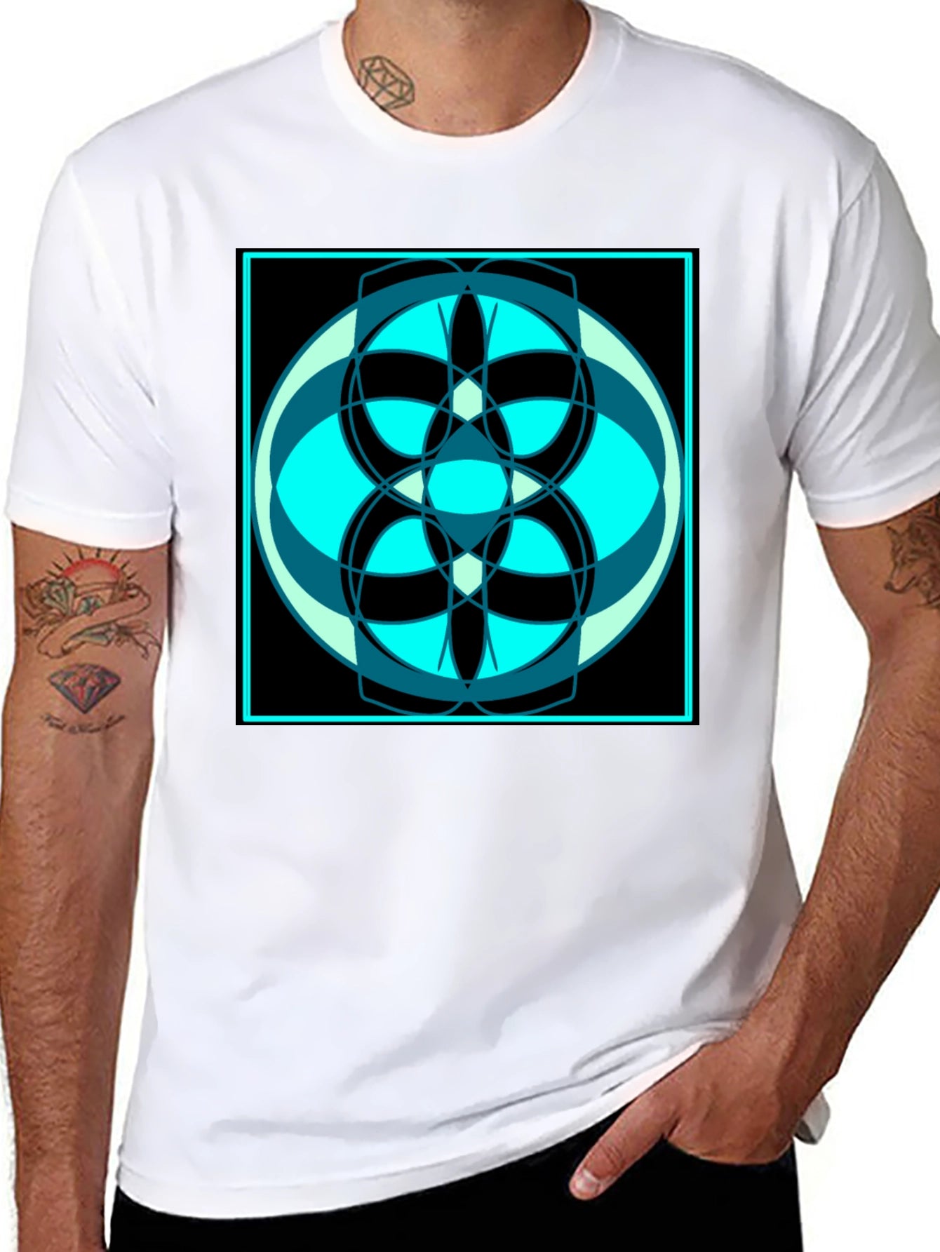 Abstract Geometric Design Black T-Shirt