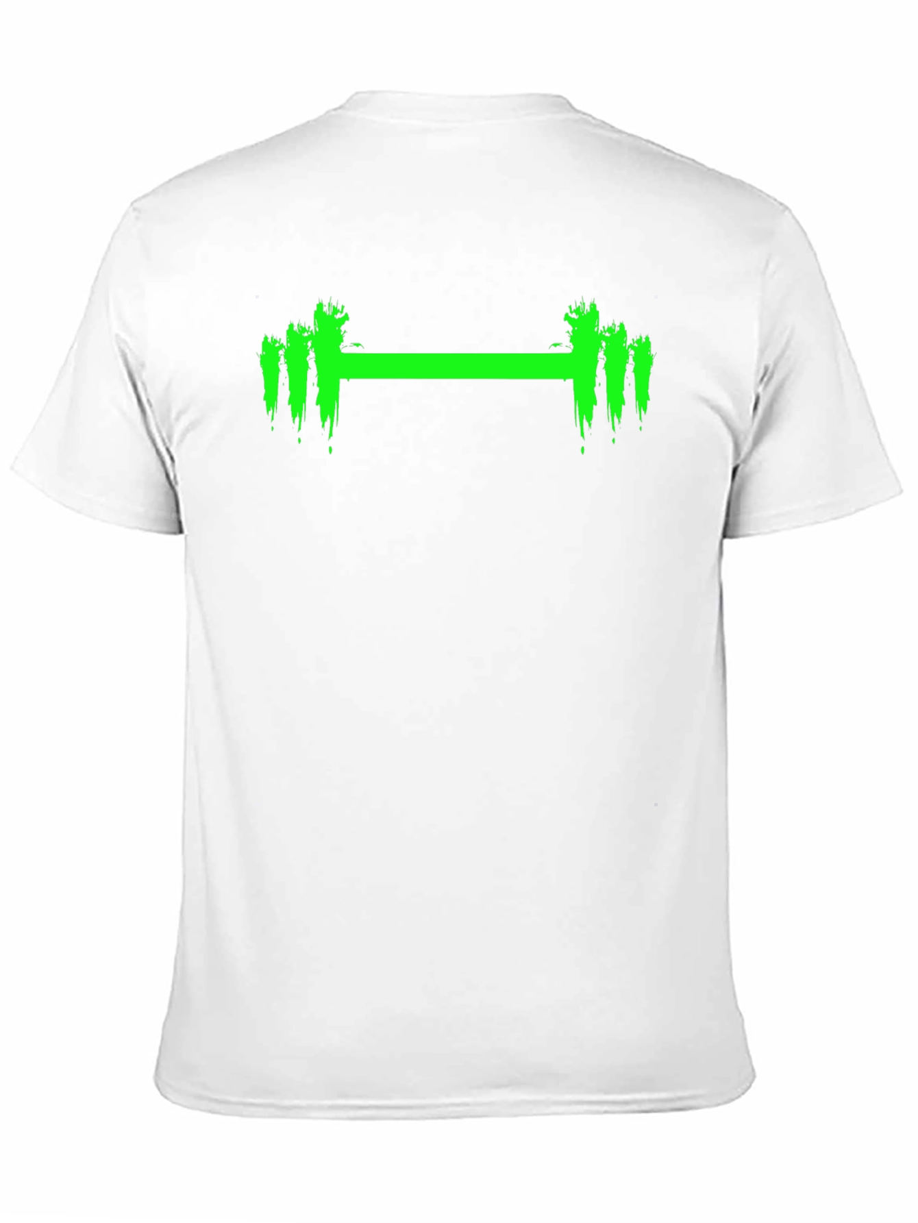 Mens Black T-Shirt with Green Weightlifting Barbell Design