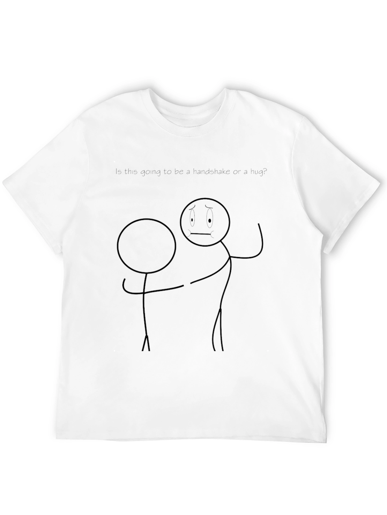 Funny Stick Figure Handshake or Hug Graphic Tee