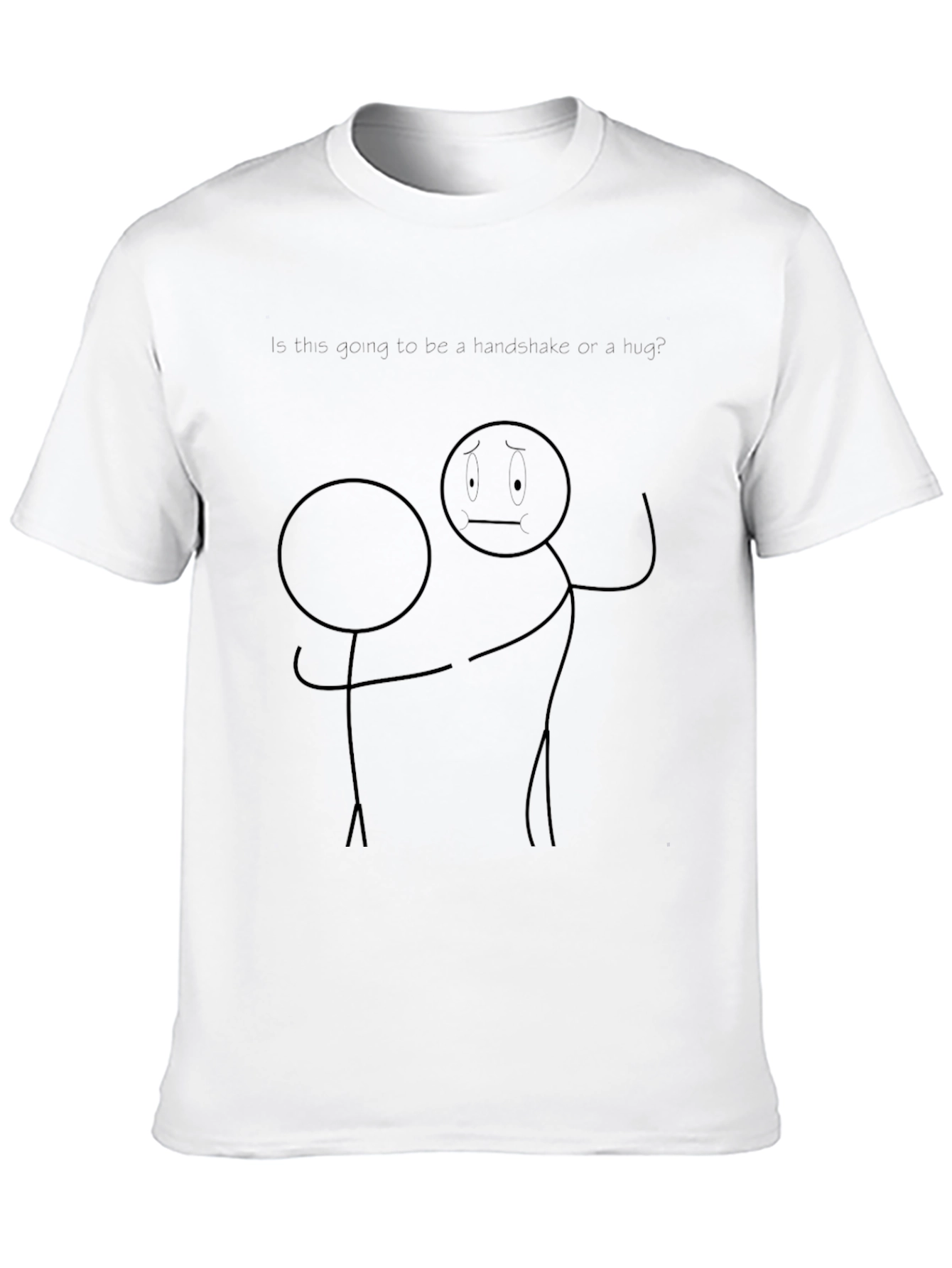 Funny Stick Figure Handshake or Hug Graphic Tee