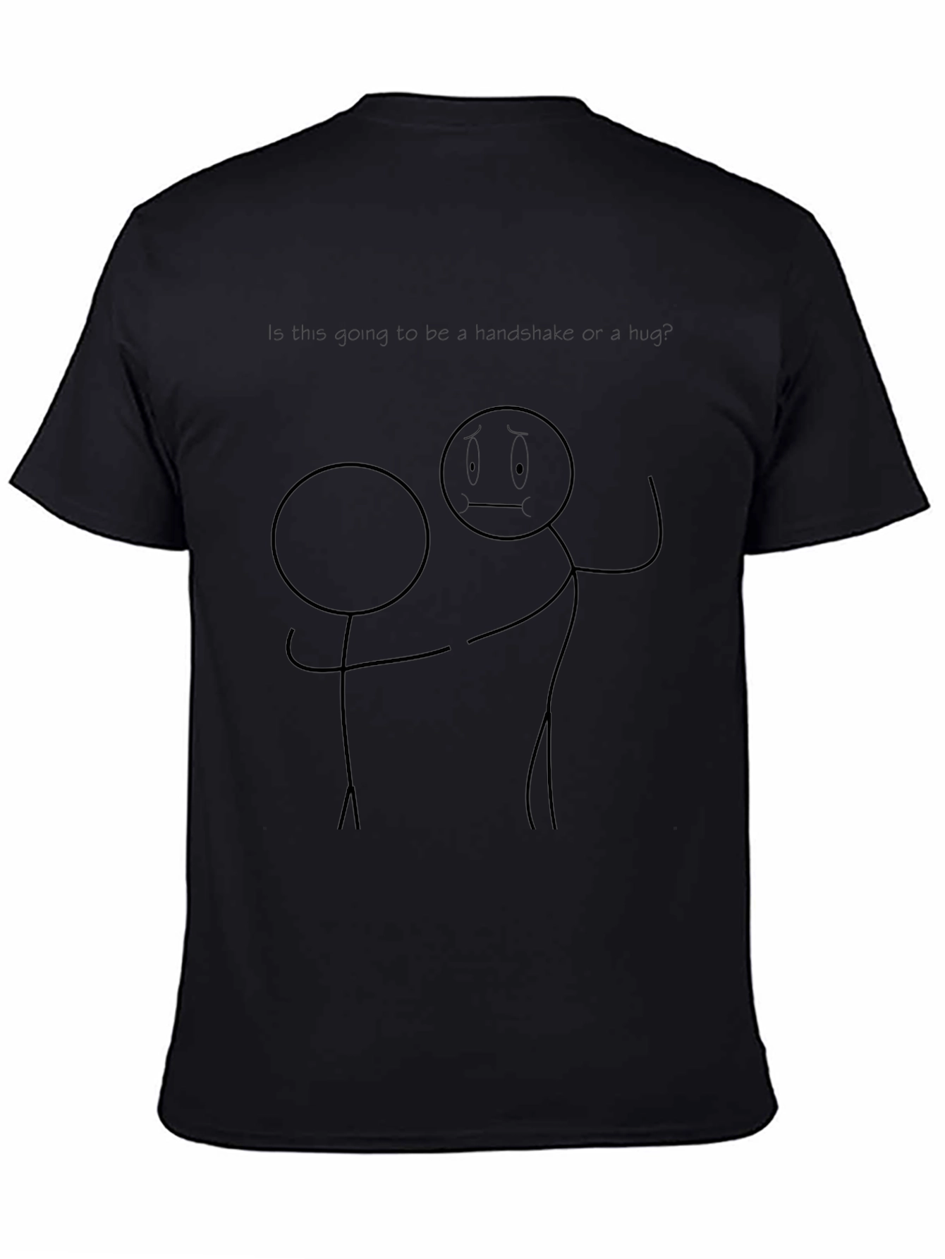 Funny Stick Figure Handshake or Hug Graphic Tee