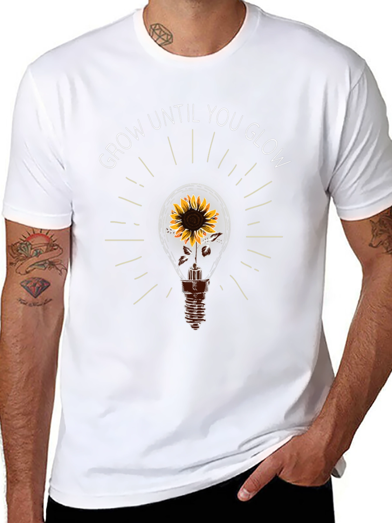 Grow Until You Glow Sunflower Light Bulb T-Shirt