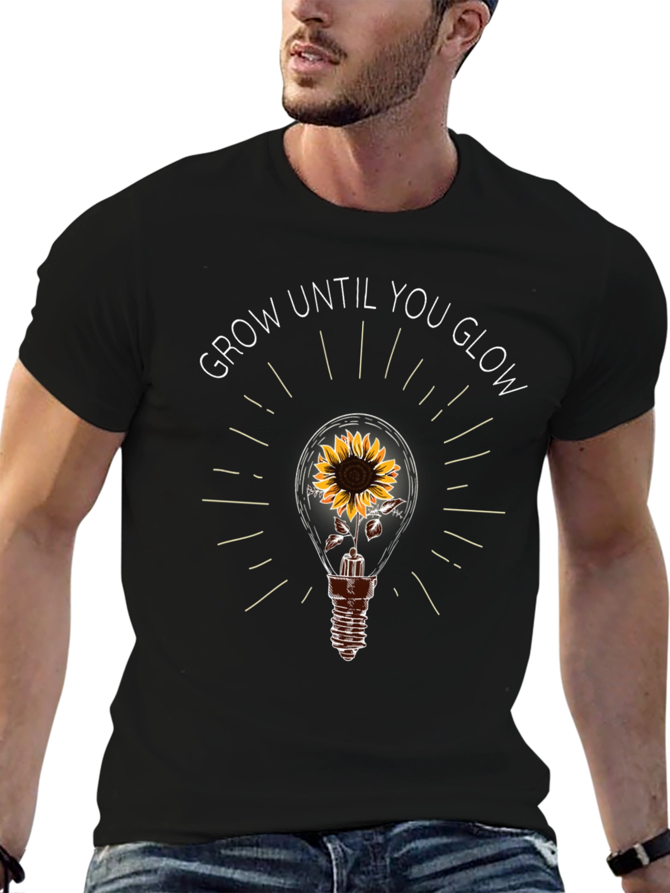 Grow Until You Glow Sunflower Light Bulb T-Shirt