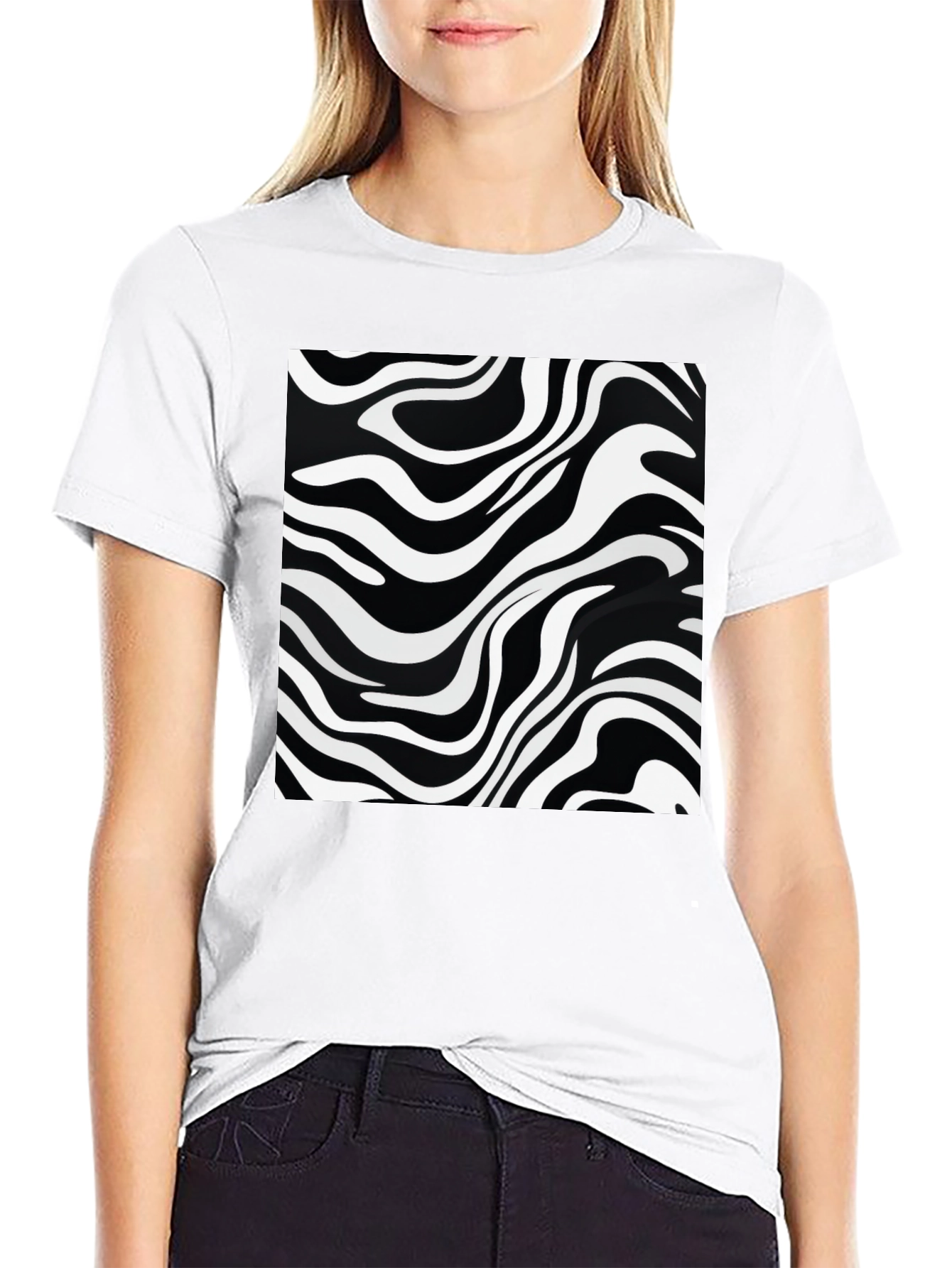 Zebra Stripe Graphic Black T-Shirt