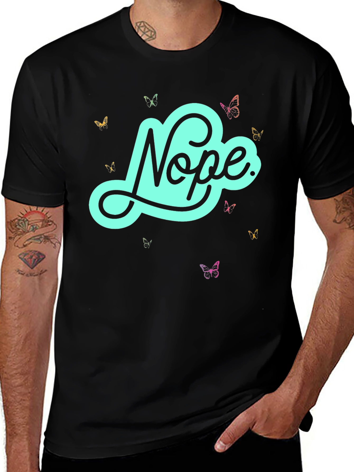 Nope Butterfly Graphic Tee - Casual Style