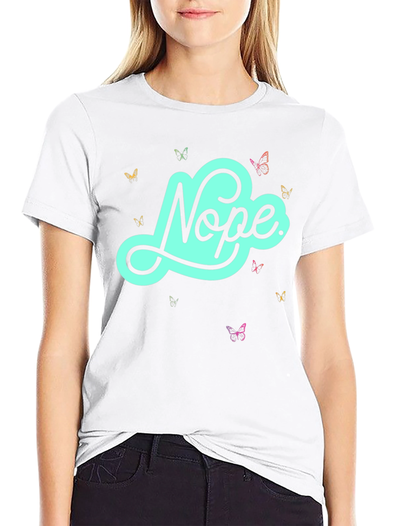 Nope Butterfly Graphic Tee - Casual Style