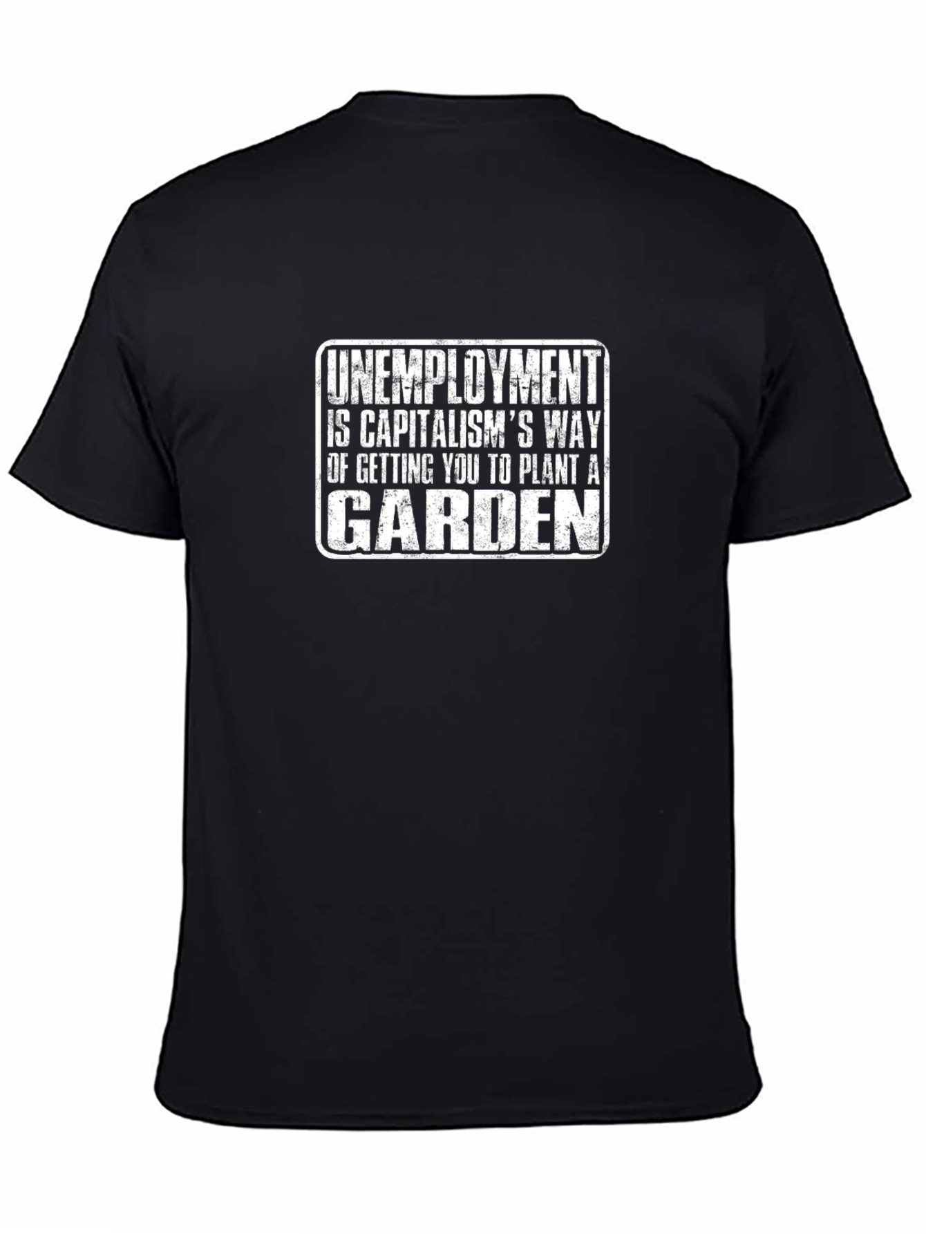 Unemployment Garden Graphic Tee - Black Cotton T-Shirt