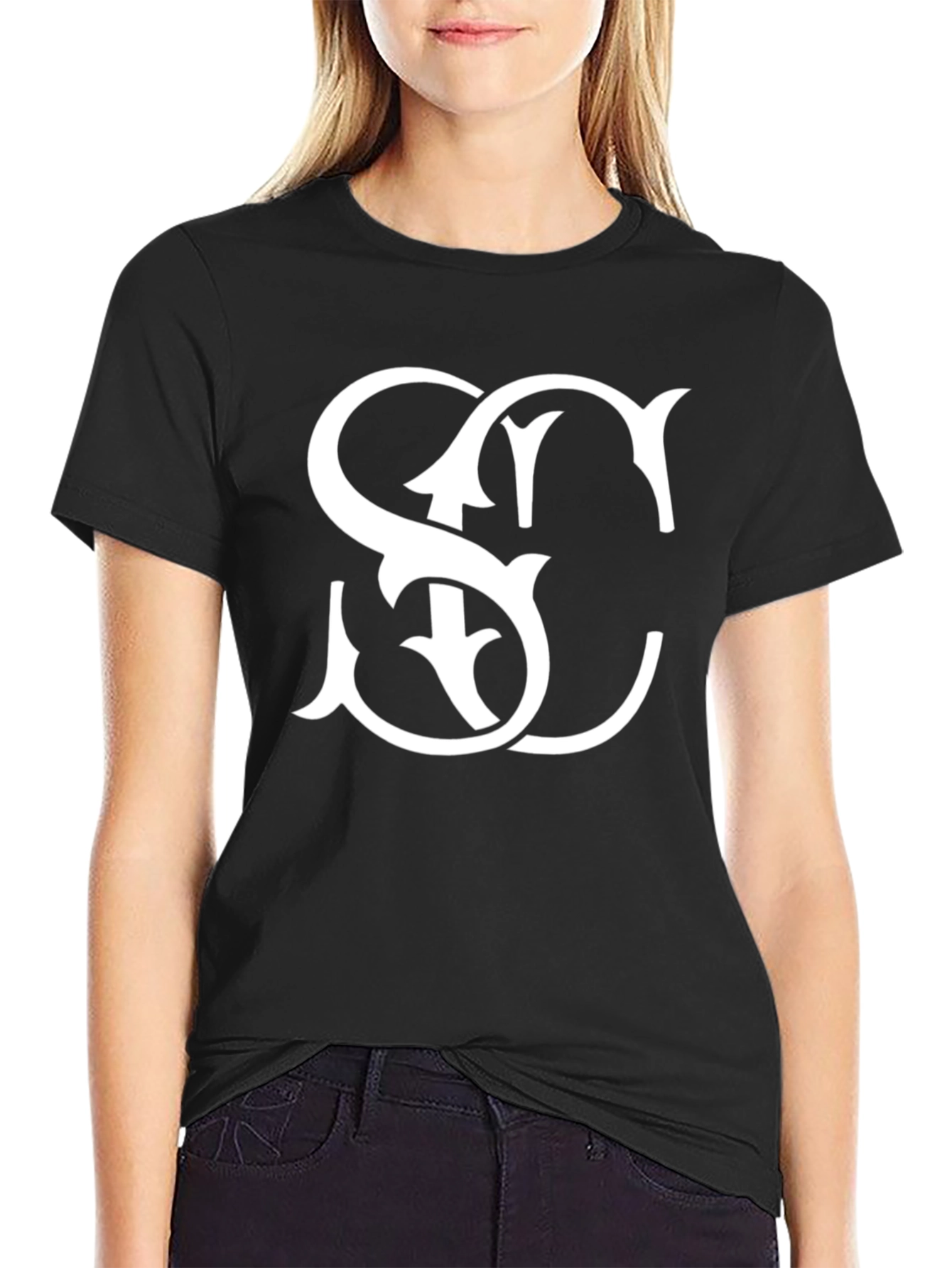 Stylish Black T-Shirt with White SC Graphic