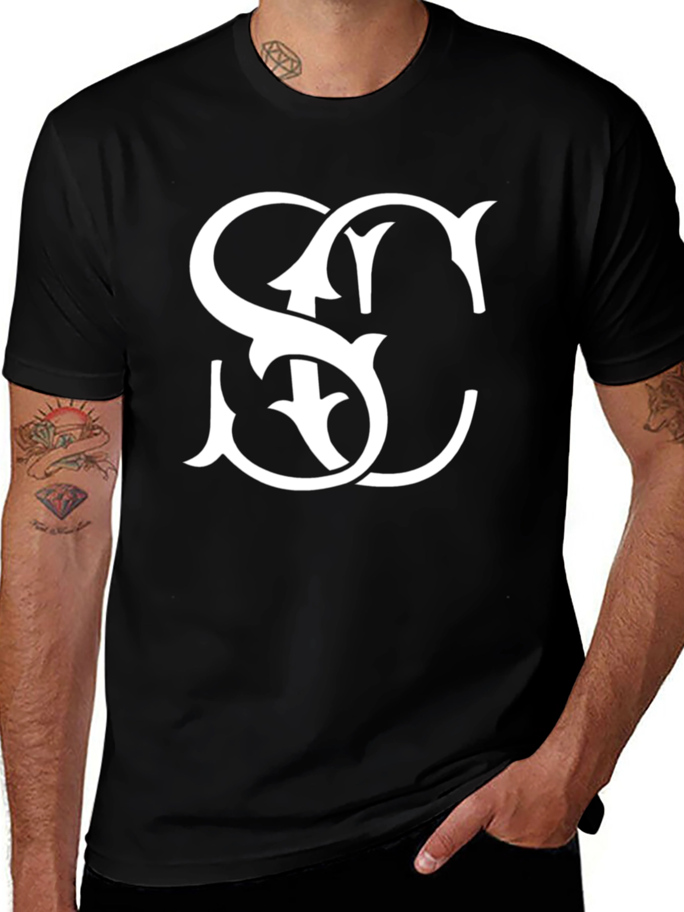 Stylish Black T-Shirt with White SC Graphic