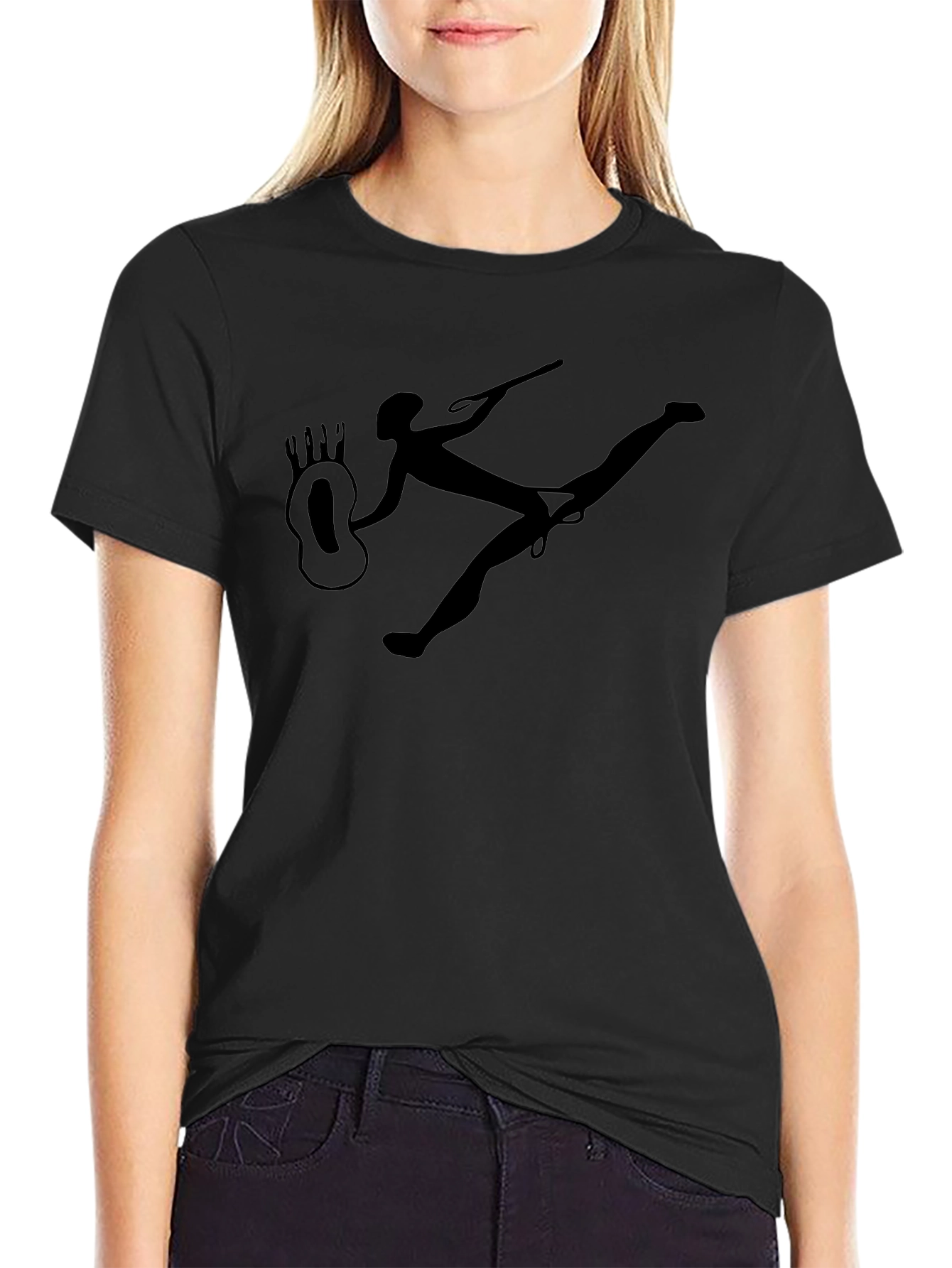 Abstract Silhouette Graphic Tee - Black