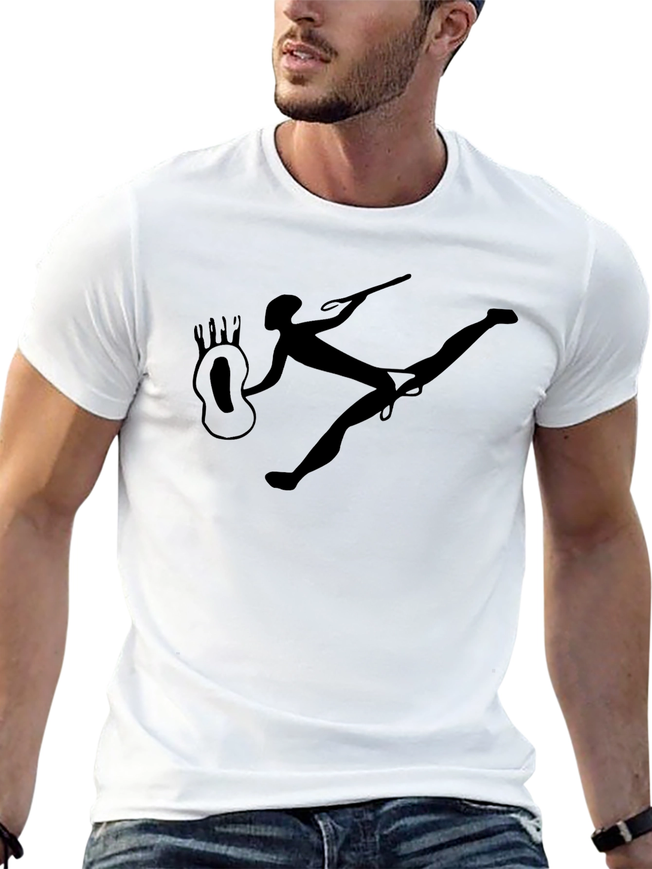 Abstract Silhouette Graphic Tee - Black