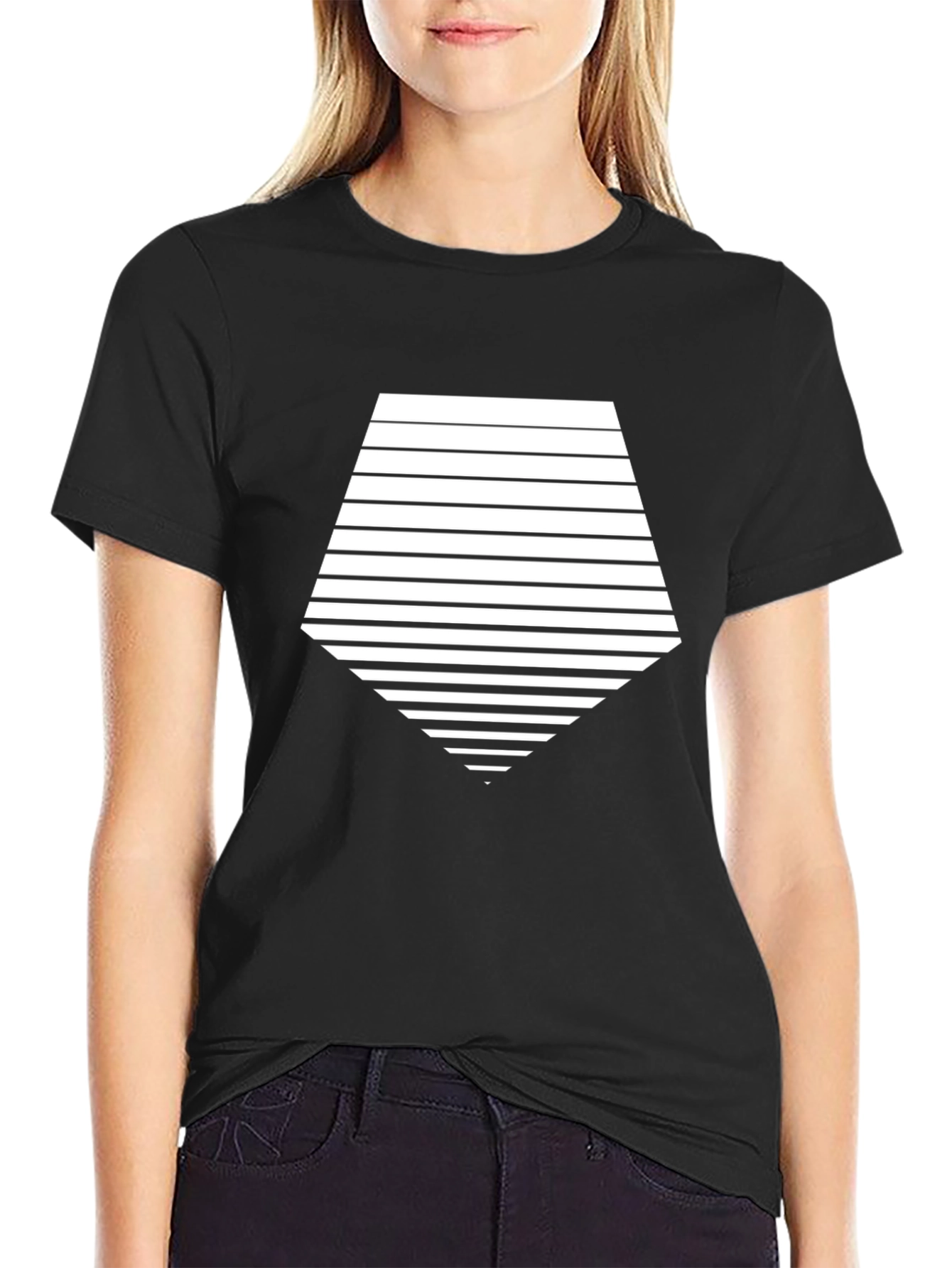 Geometric Striped Tee - Modern Graphic Black T-Shirt