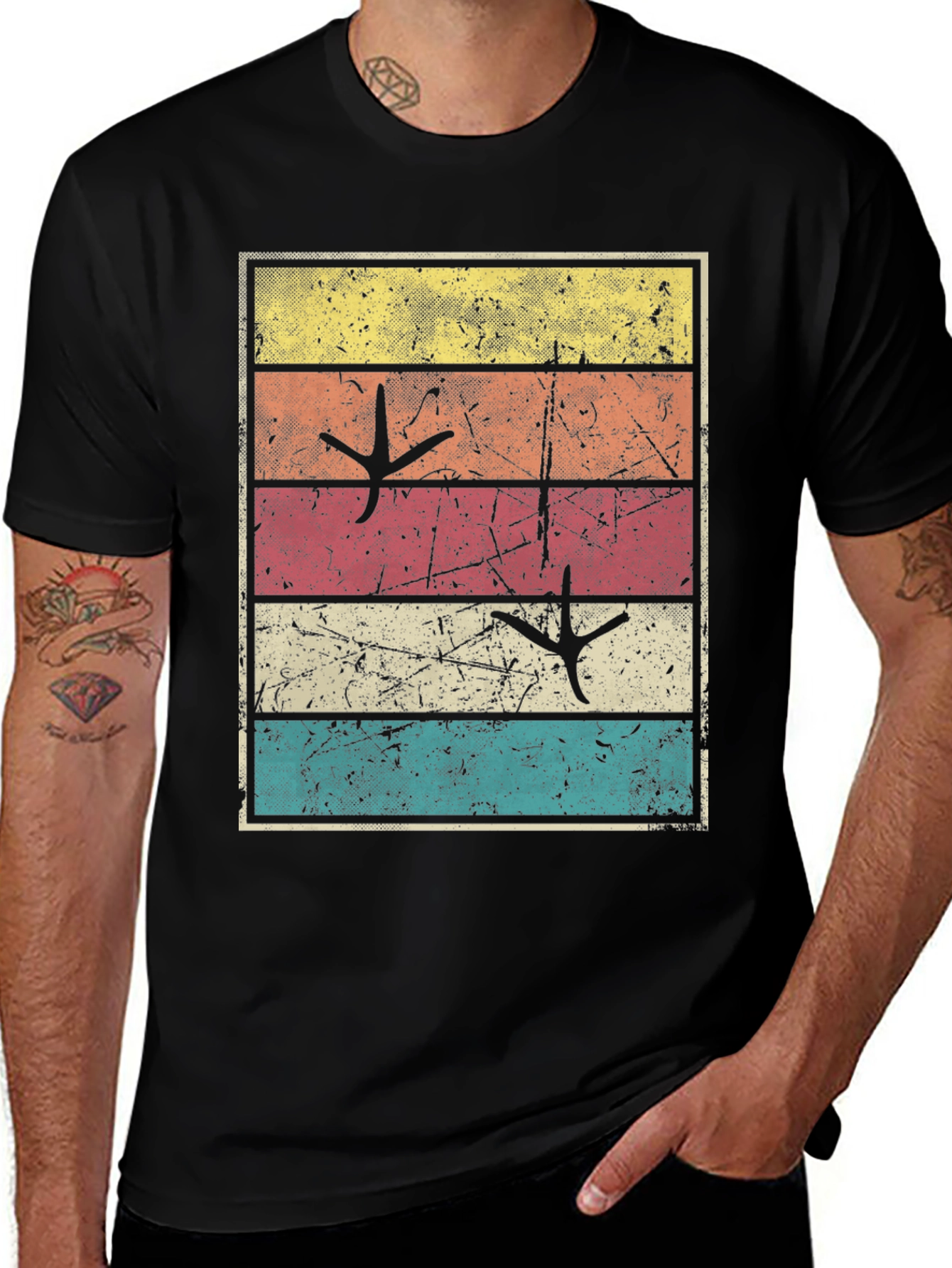 Retro Turkey Tracks Graphic Tee - Thanksgiving Shirt