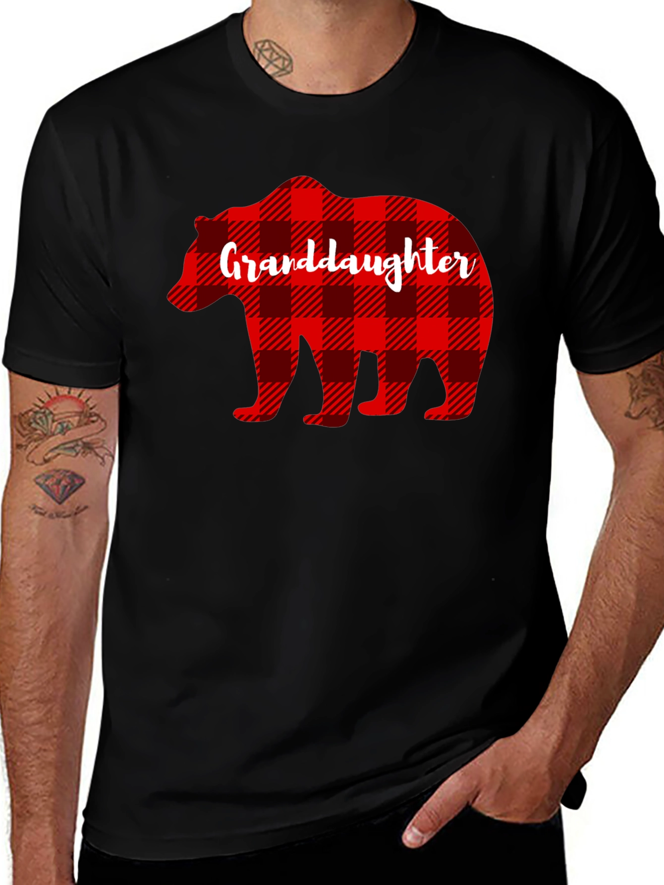 Granddaughter Bear Plaid T-Shirt