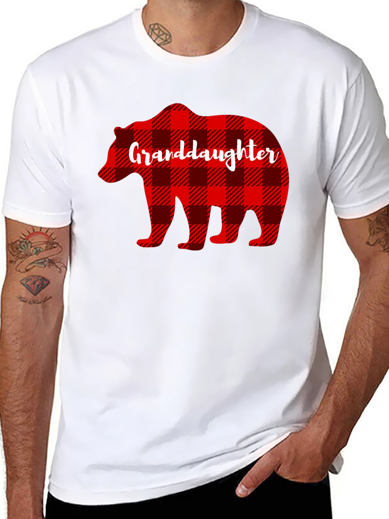 Granddaughter Bear Plaid T-Shirt
