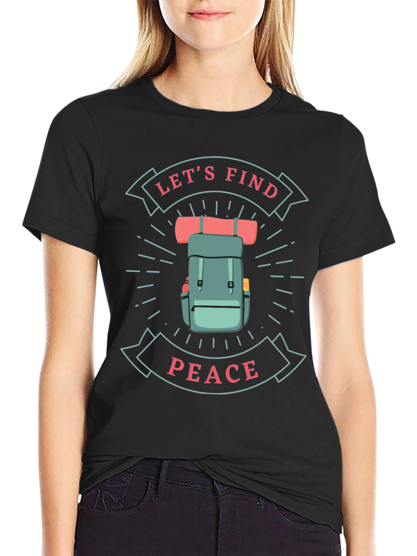 Lets Find Peace Graphic T-Shirt - Hiking Adventure Tee