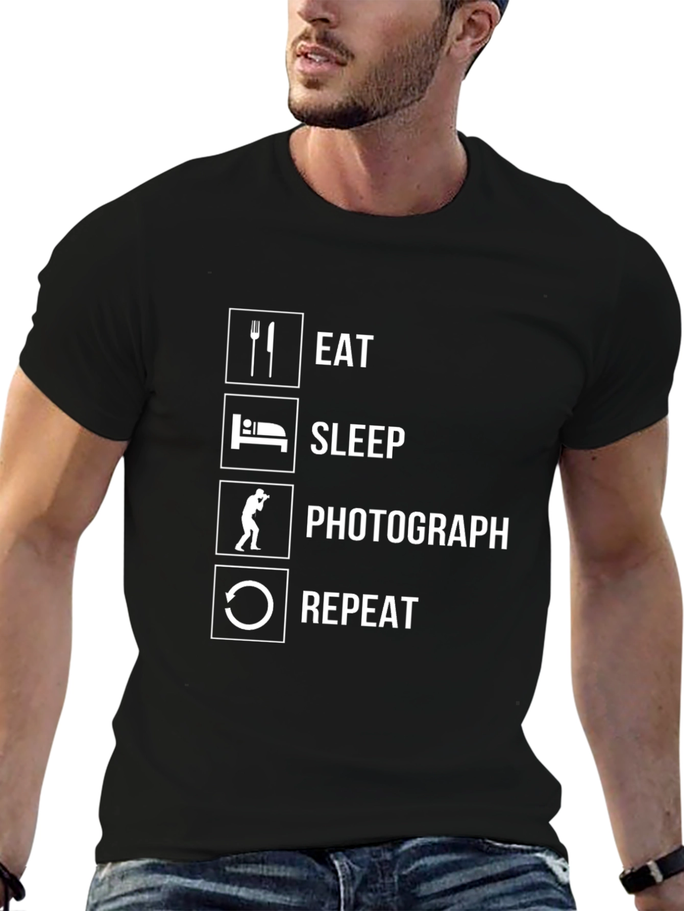 Eat Sleep Photograph Repeat Black T-Shirt