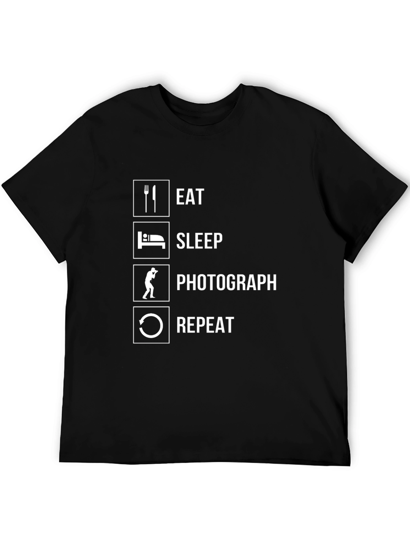 Eat Sleep Photograph Repeat Black T-Shirt