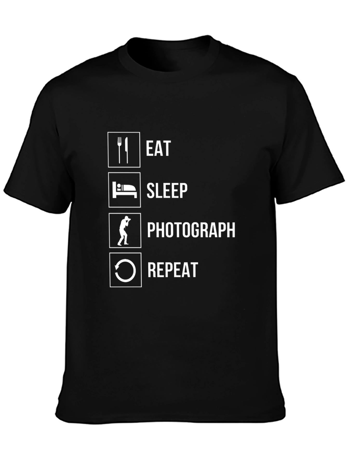 Eat Sleep Photograph Repeat Black T-Shirt