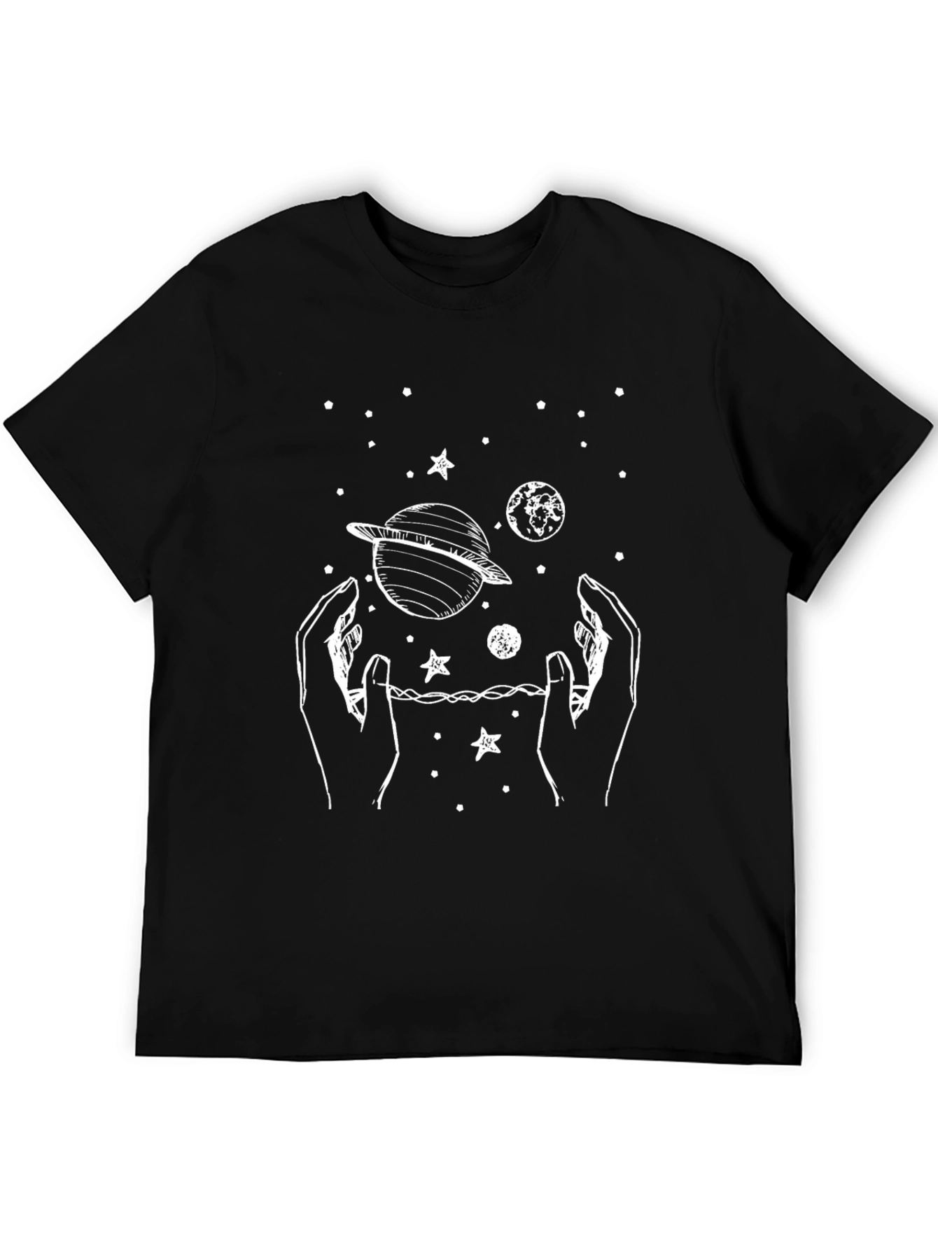 Cosmic Hands Graphic Tee - Black Cotton Comfort
