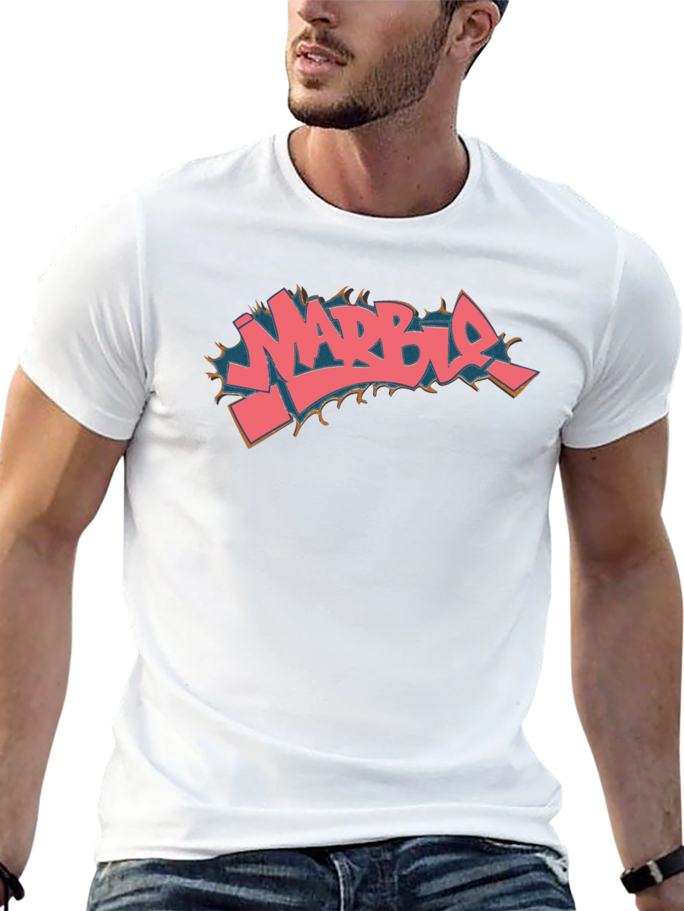 Marble Graffiti Style Black T-Shirt