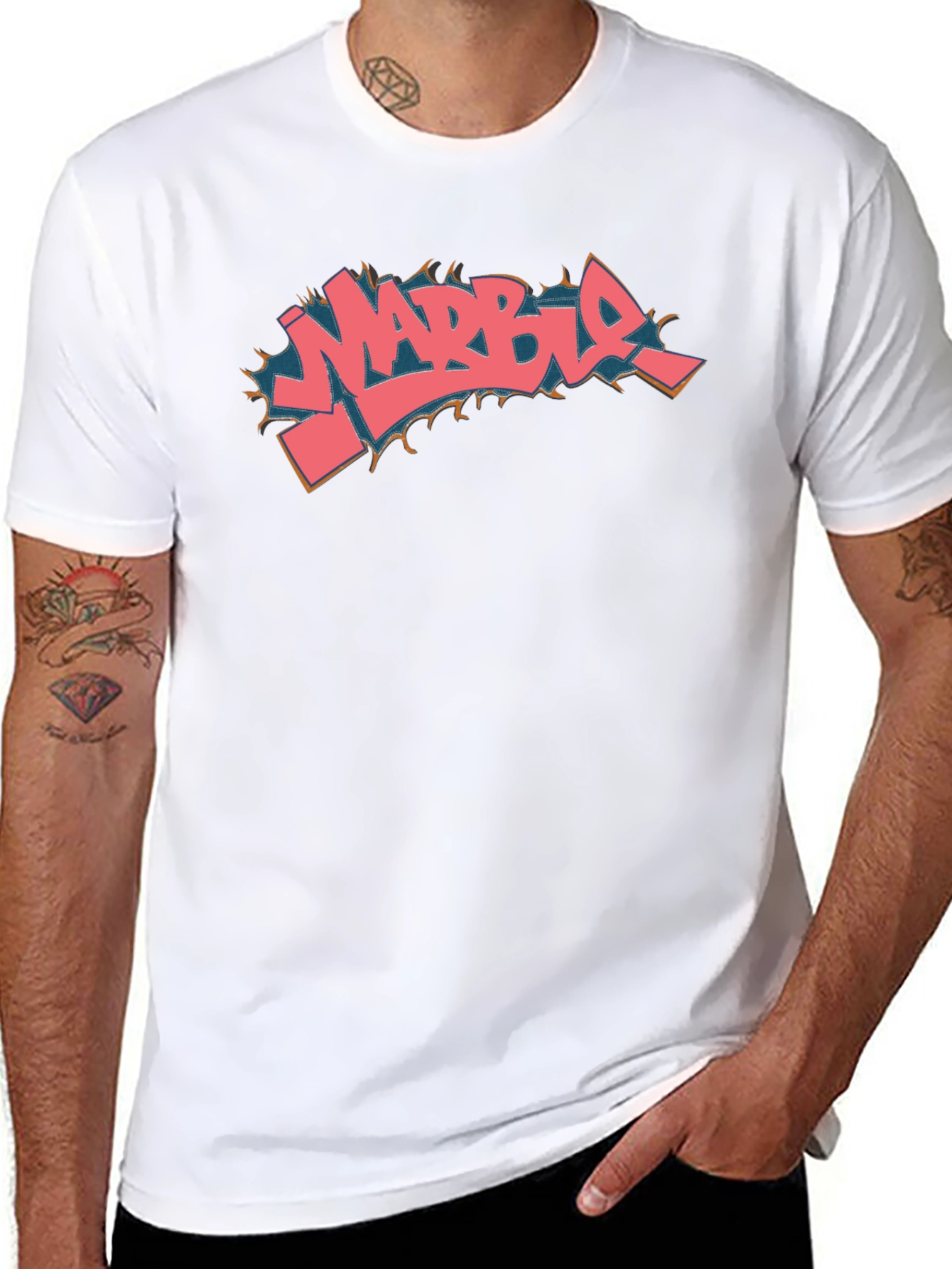 Marble Graffiti Style Black T-Shirt