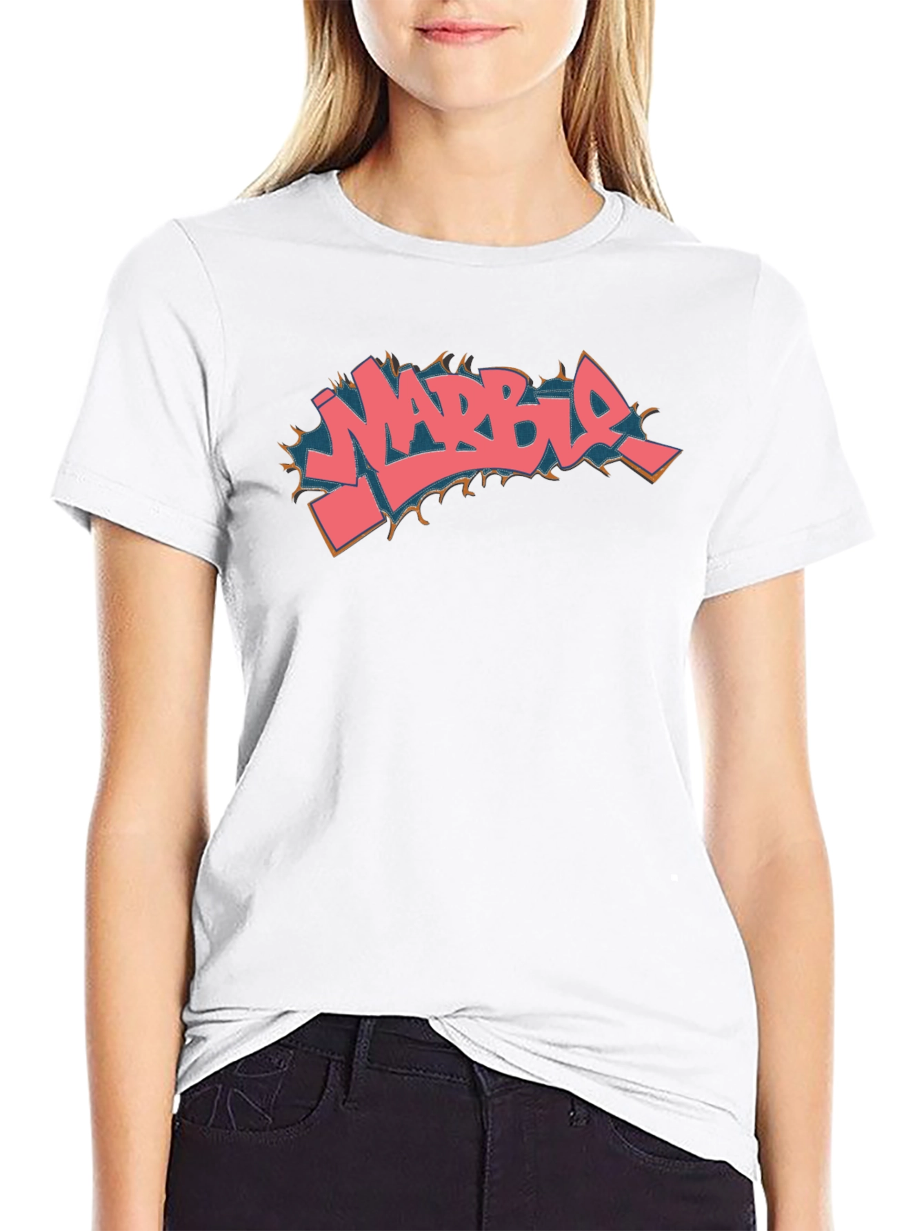 Marble Graffiti Style Black T-Shirt