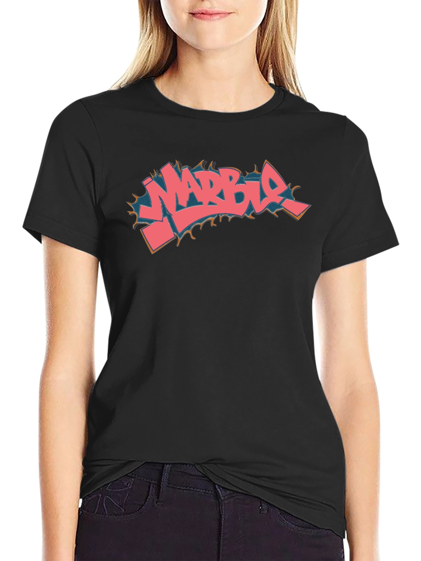Marble Graffiti Style Black T-Shirt