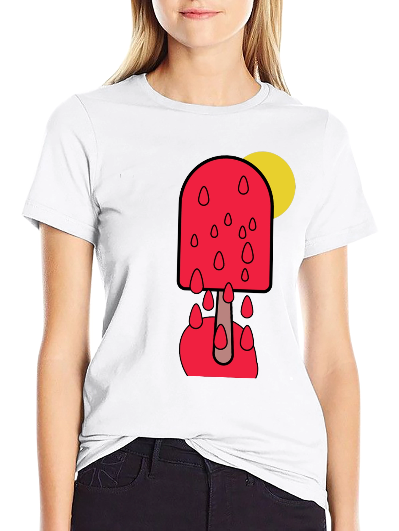 Melting Popsicle Graphic Tee - Stylish Black T-Shirt