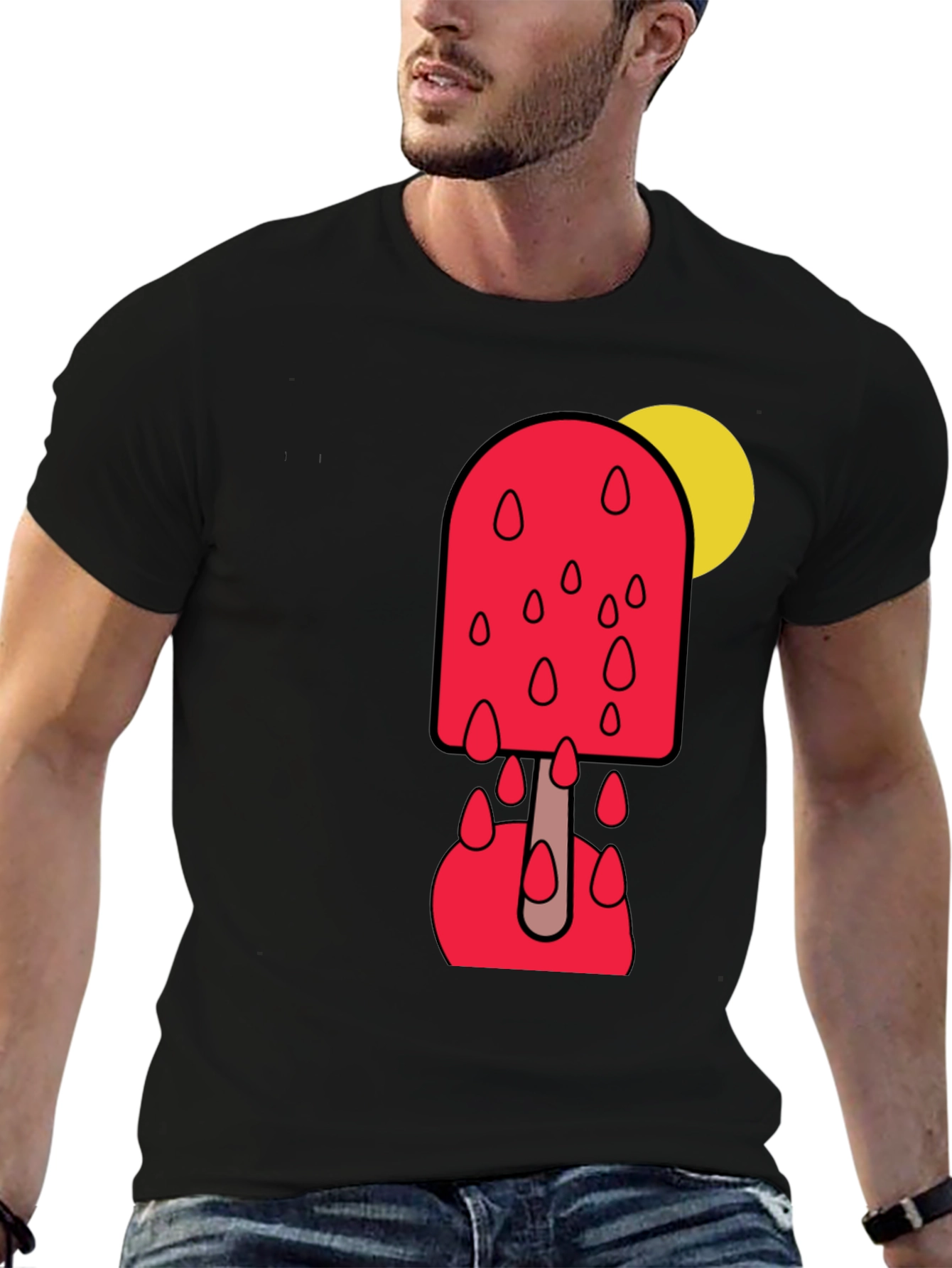 Melting Popsicle Graphic Tee - Stylish Black T-Shirt