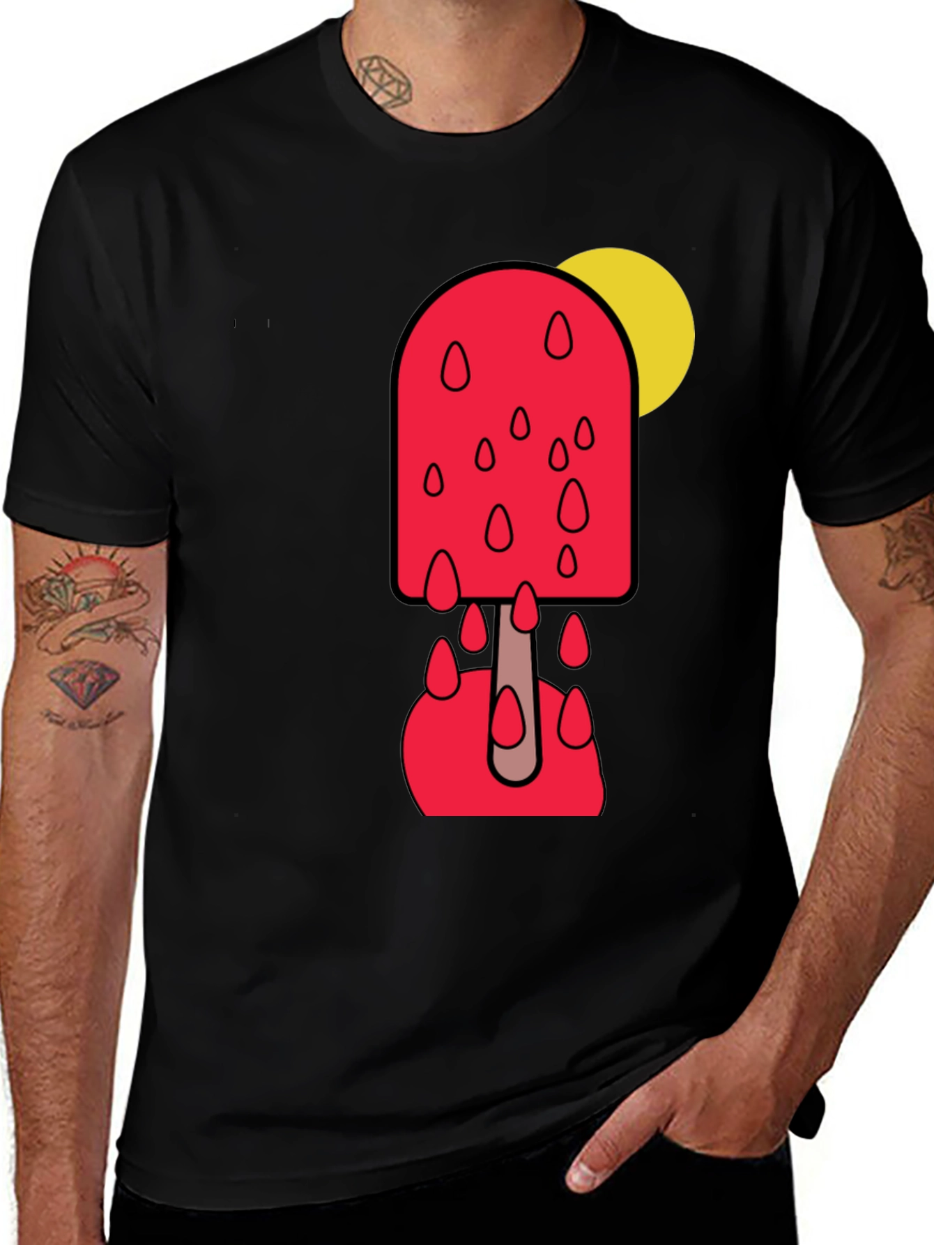 Melting Popsicle Graphic Tee - Stylish Black T-Shirt