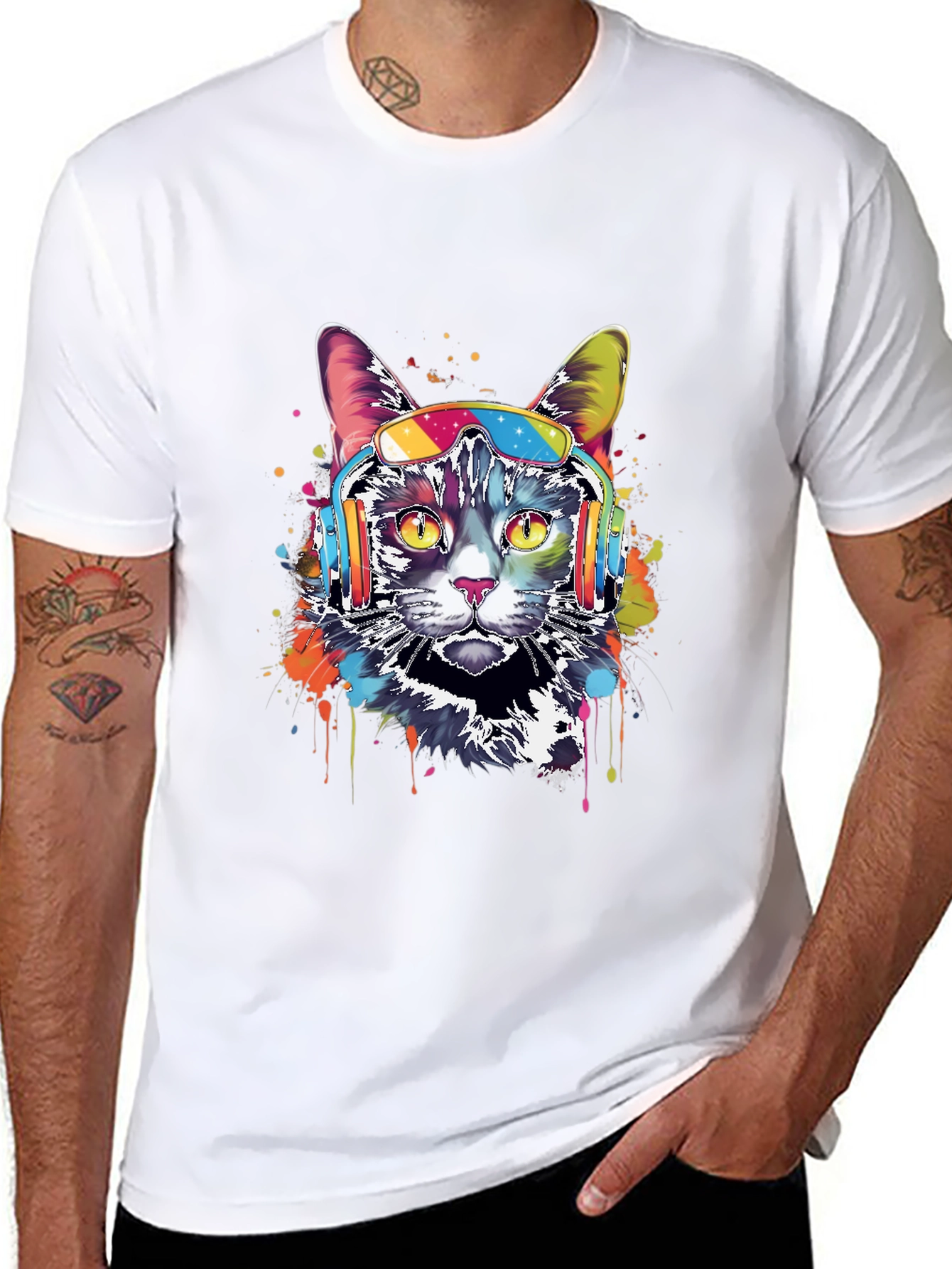 Cool Cat Headphones Graphic Tee
