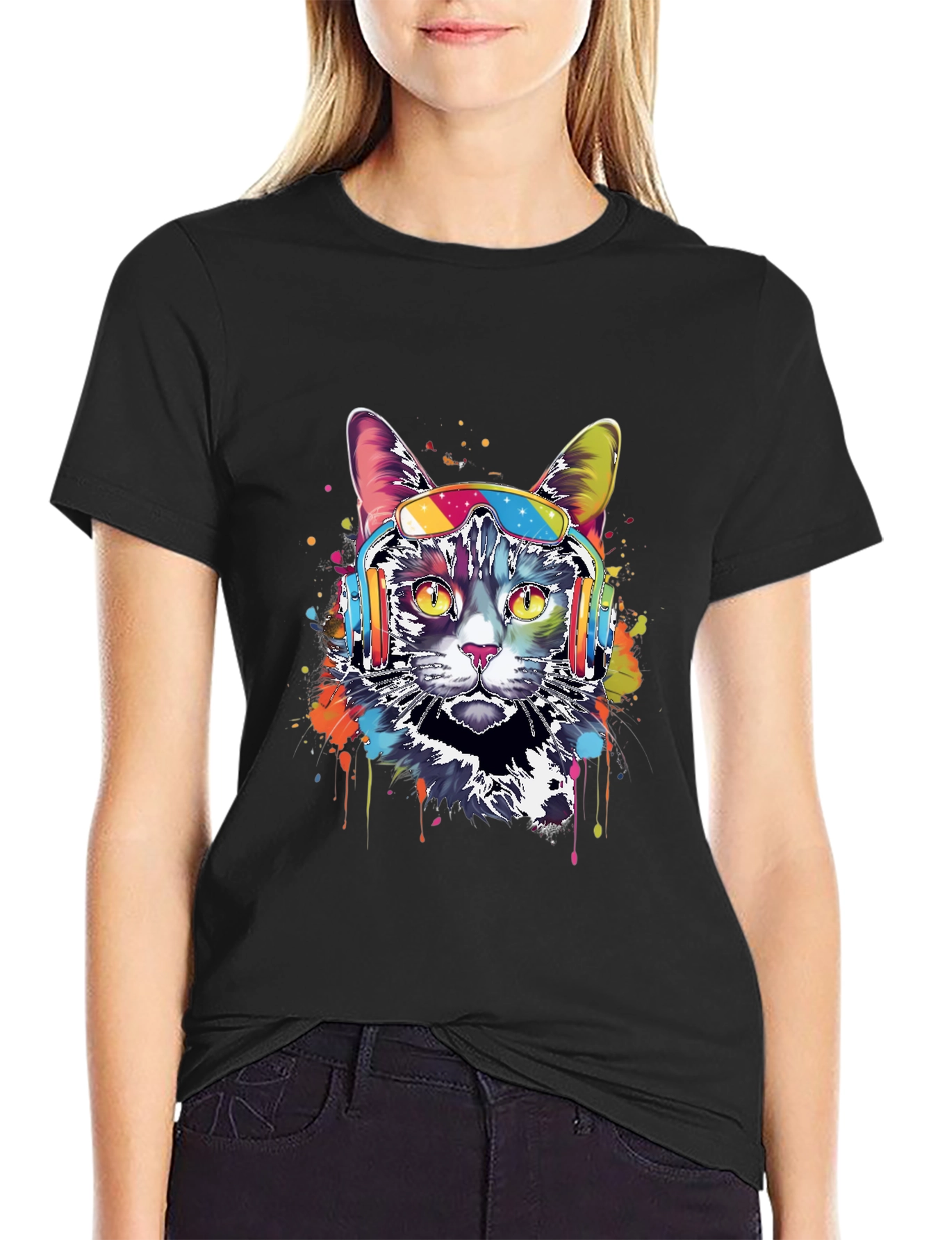 Cool Cat Headphones Graphic Tee