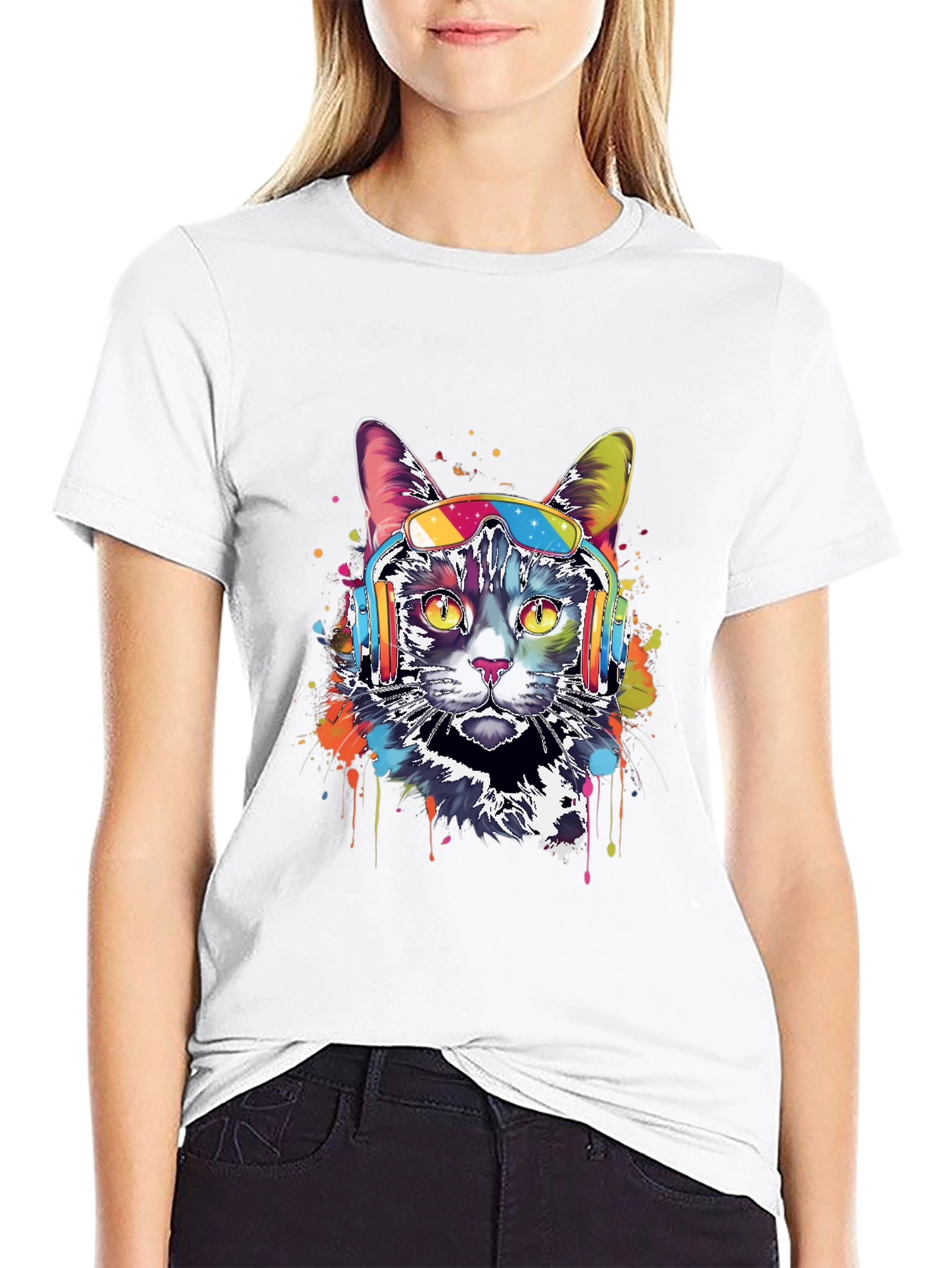 Cool Cat Headphones Graphic Tee
