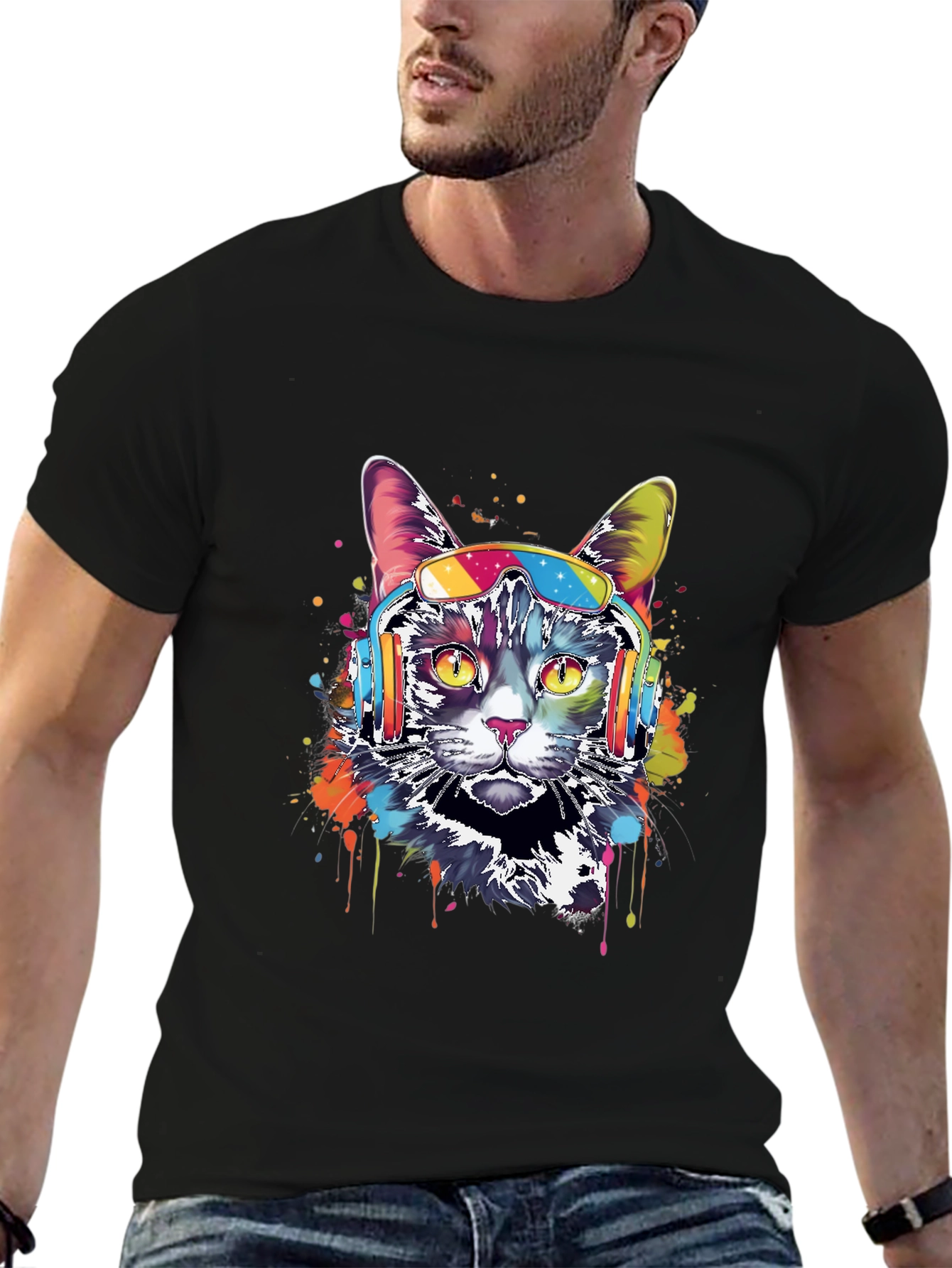 Cool Cat Headphones Graphic Tee