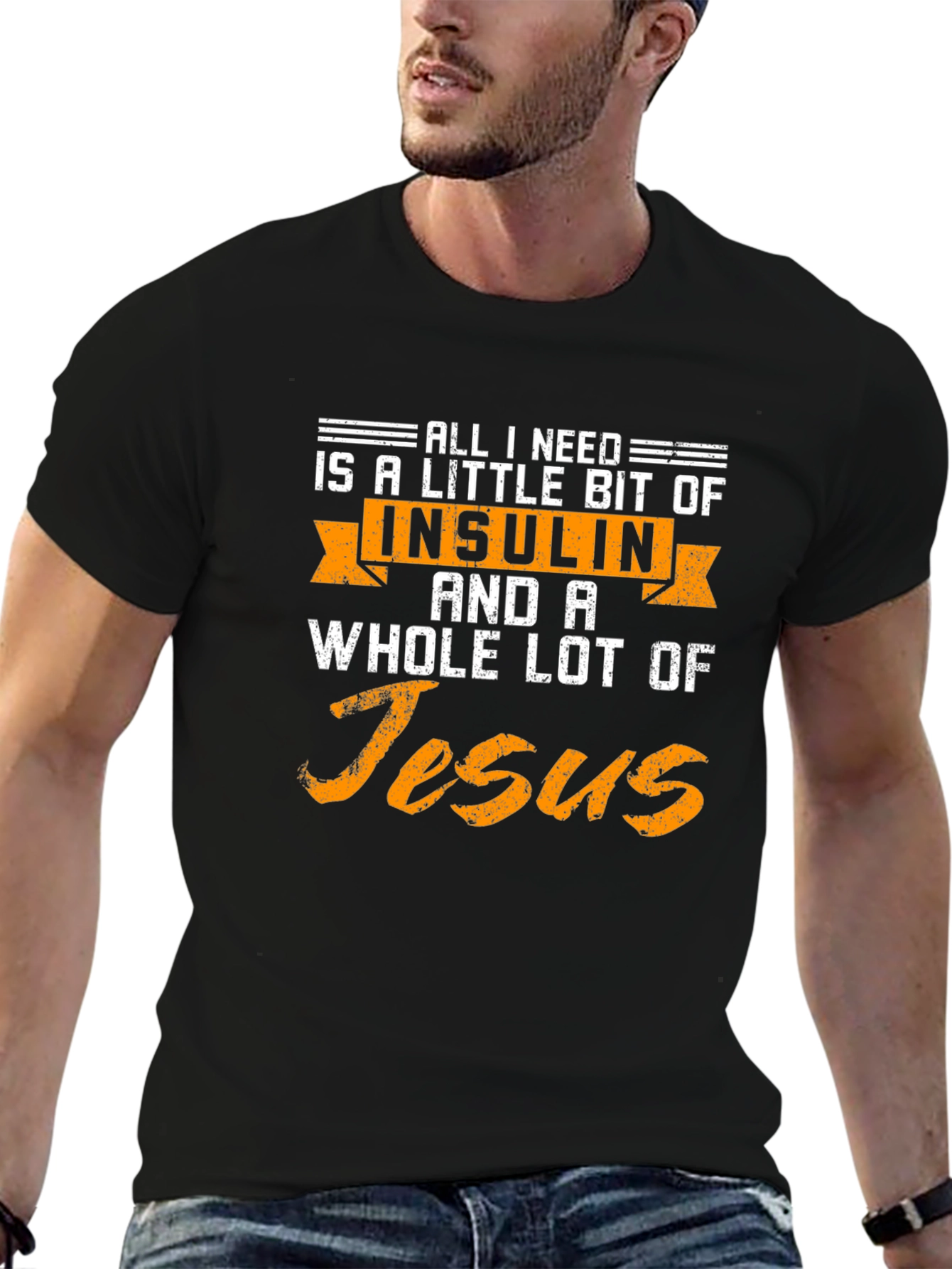 Insulin and Jesus T-Shirt Diabetes Awareness
