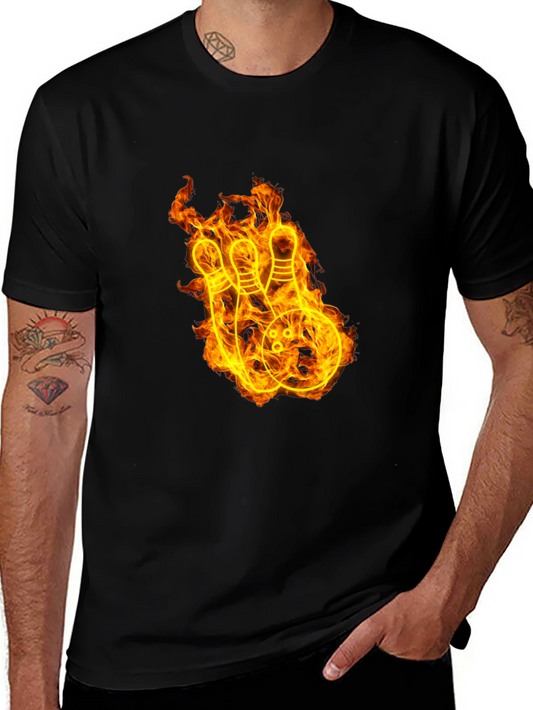 Fiery Bowling Strike Graphic Tee