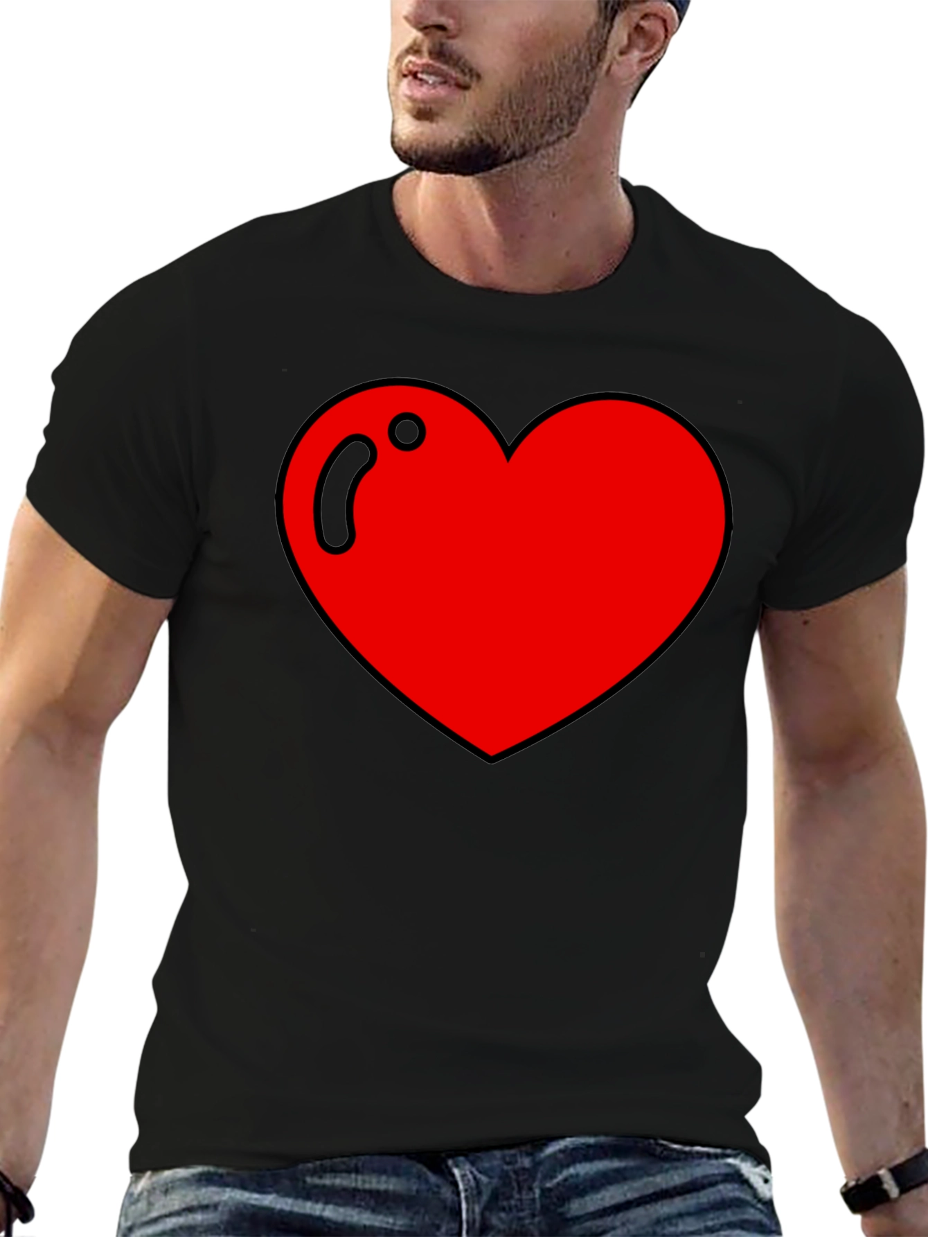 Bold Heart Graphic Tee - Black